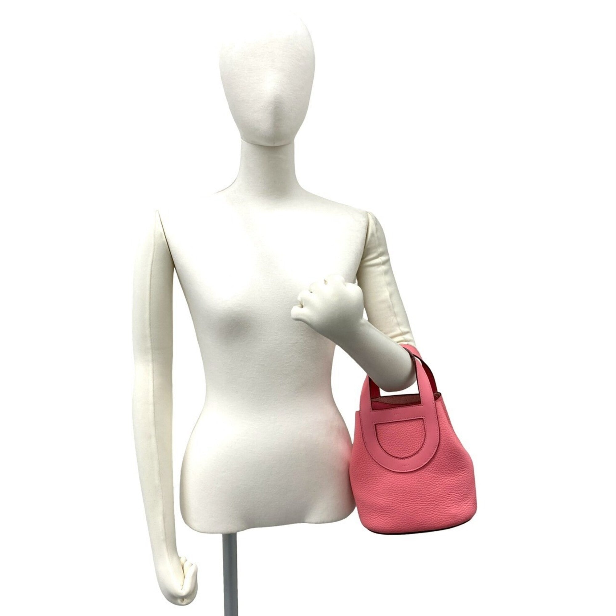 Hermes Pink Taurillon Clemence Leather Handbag Tote Bag (Pre-Owned)