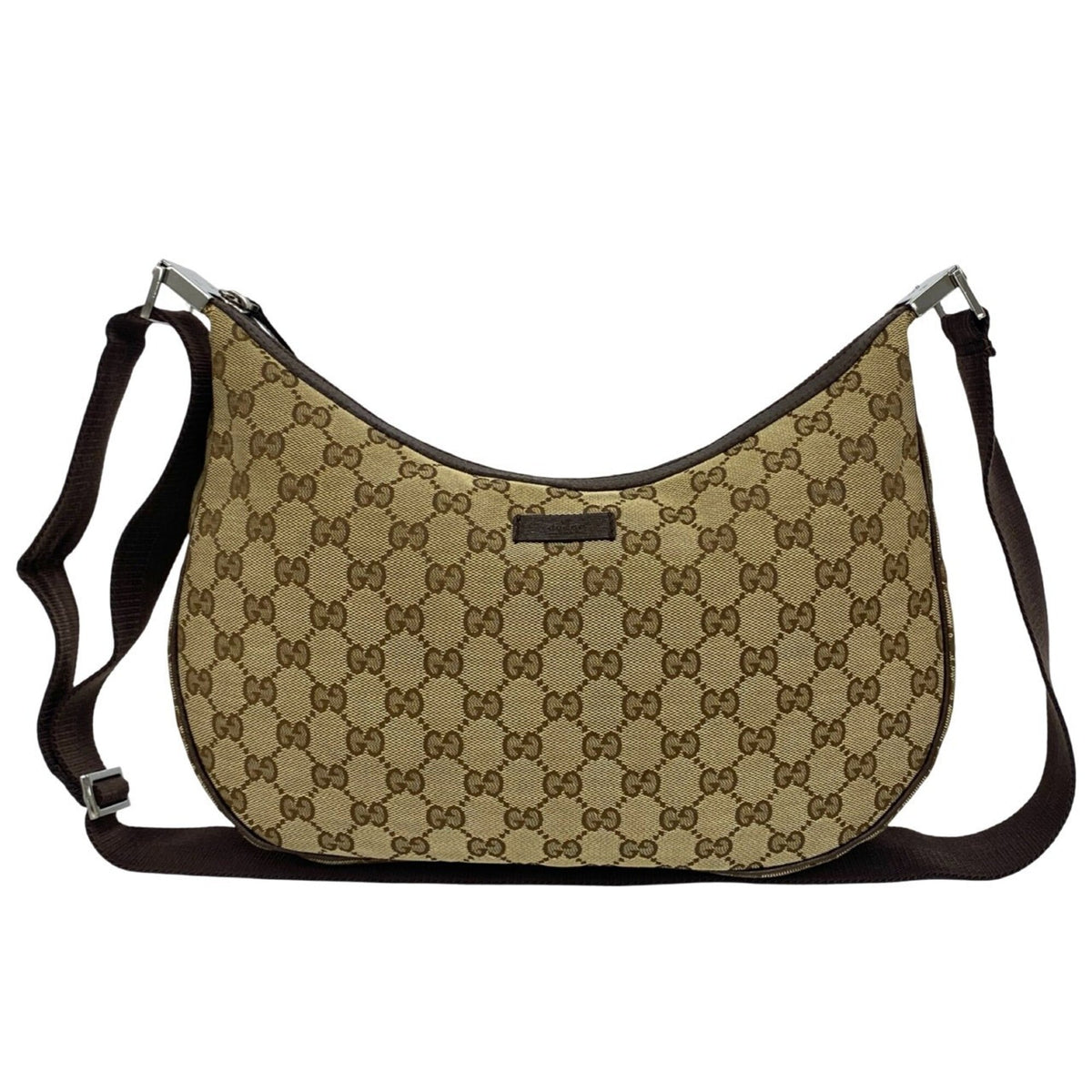 Gucci Brown Canvas Leather Pochette Shoulder Bag (Pre-Owned)