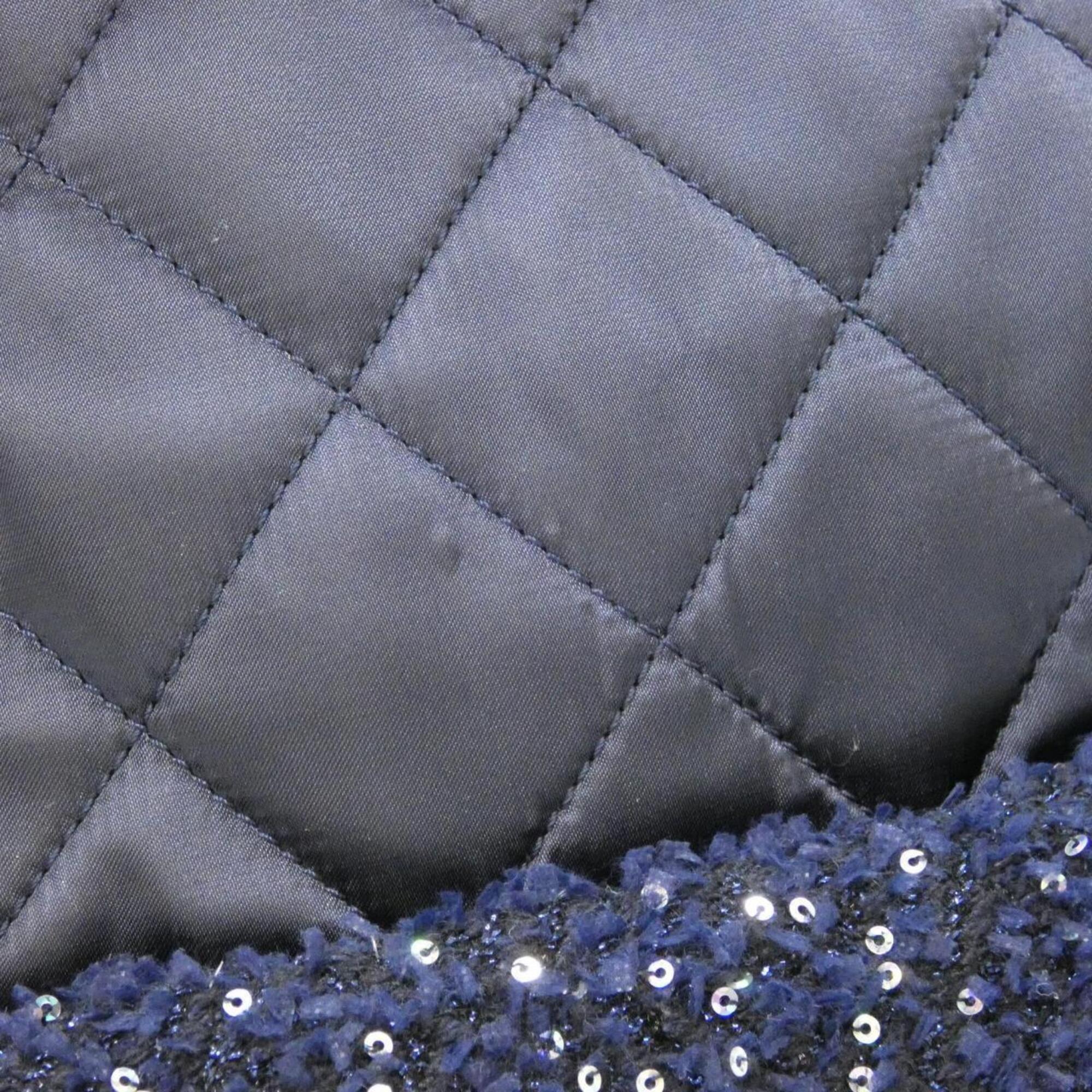 Chanel Navy Tweed Spandex Nylon Leather Backpack (Pre-Owned)