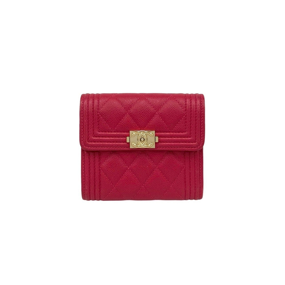 Chanel Pink Grained Calfskin Wallet (Tri-Fold) (Pre-Owned)