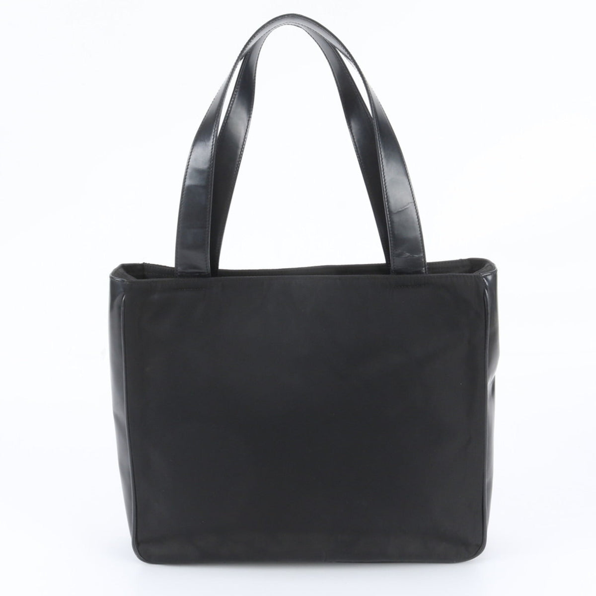 Prada Black Leather Nylon Shoulder Bag Tote Bag (Pre-Owned)