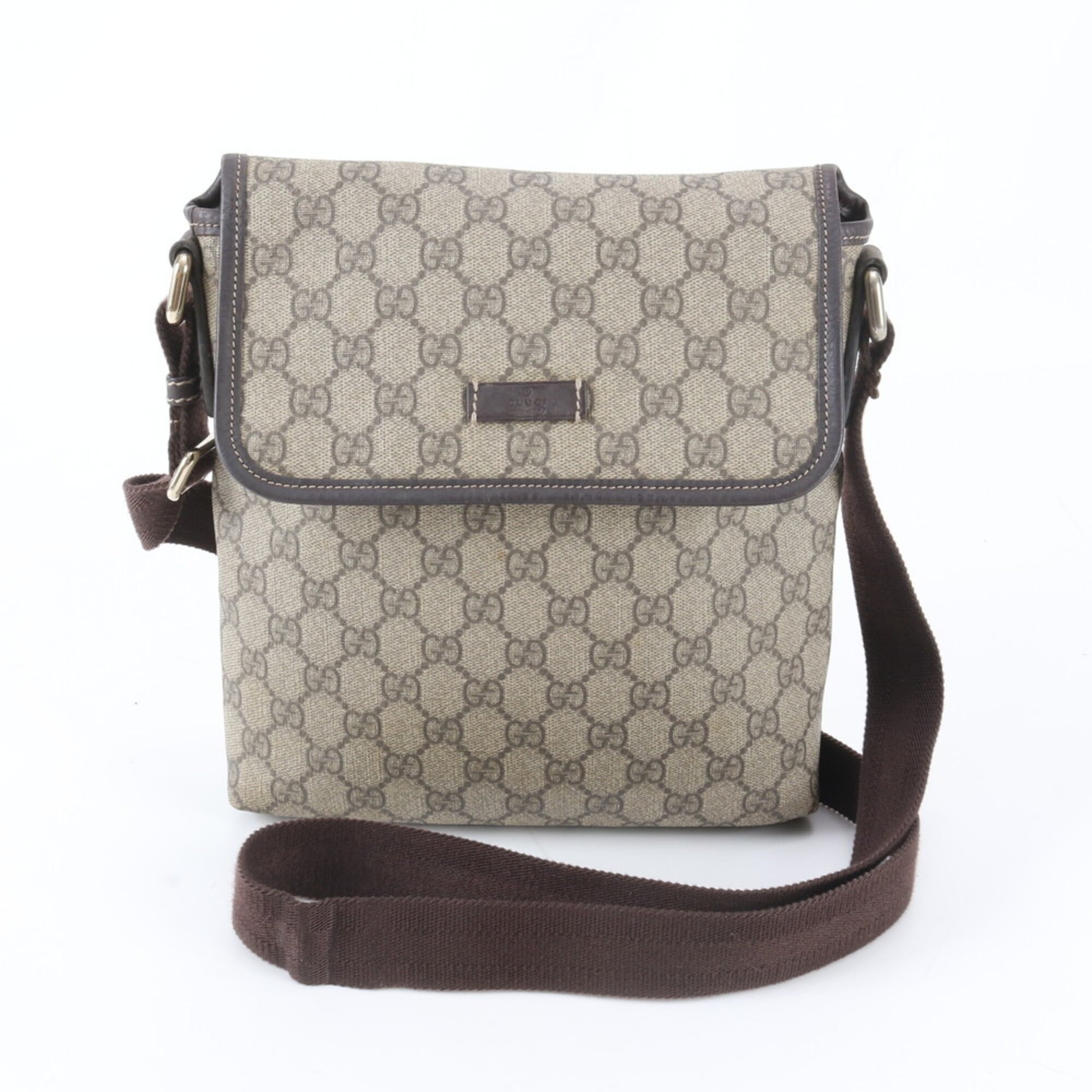 Gucci Beige Gg Supreme Leather Messenger Bag Shoulder Bag (Pre-Owned)