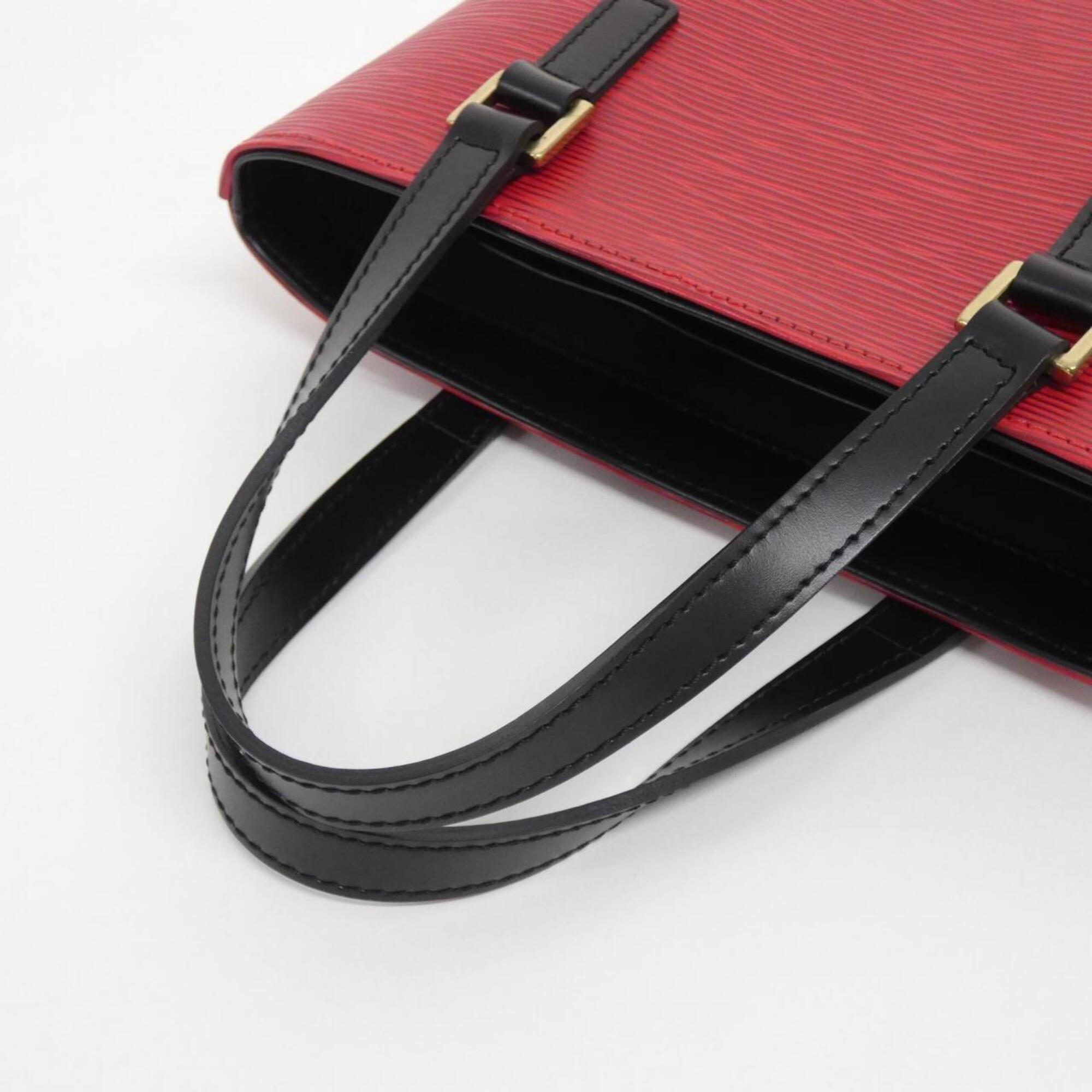 Louis Vuitton Black Red Color Leather Handbag (Pre-Owned)