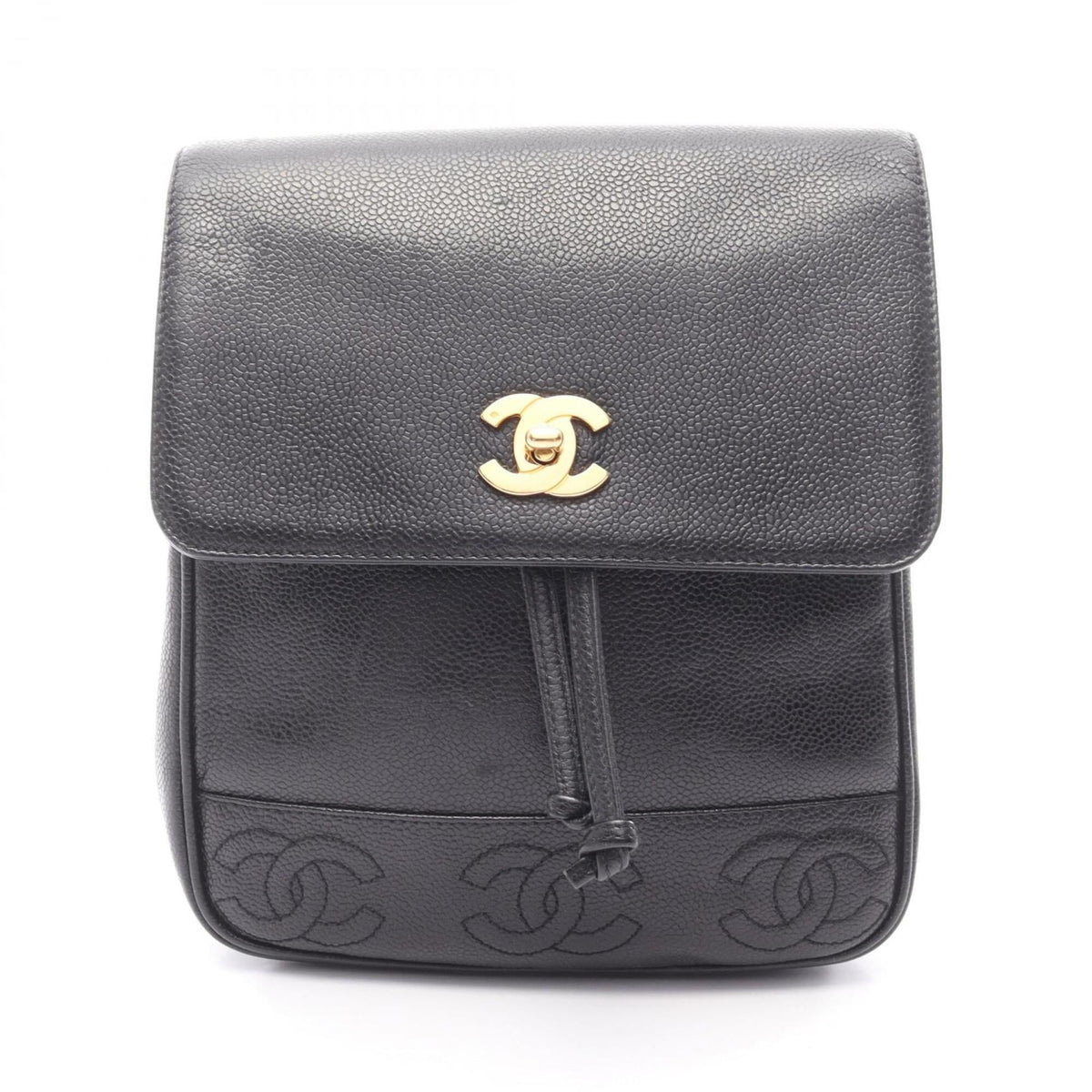 Chanel Black Grained Calfskin Backpack Handbag (Pre-Owned)
