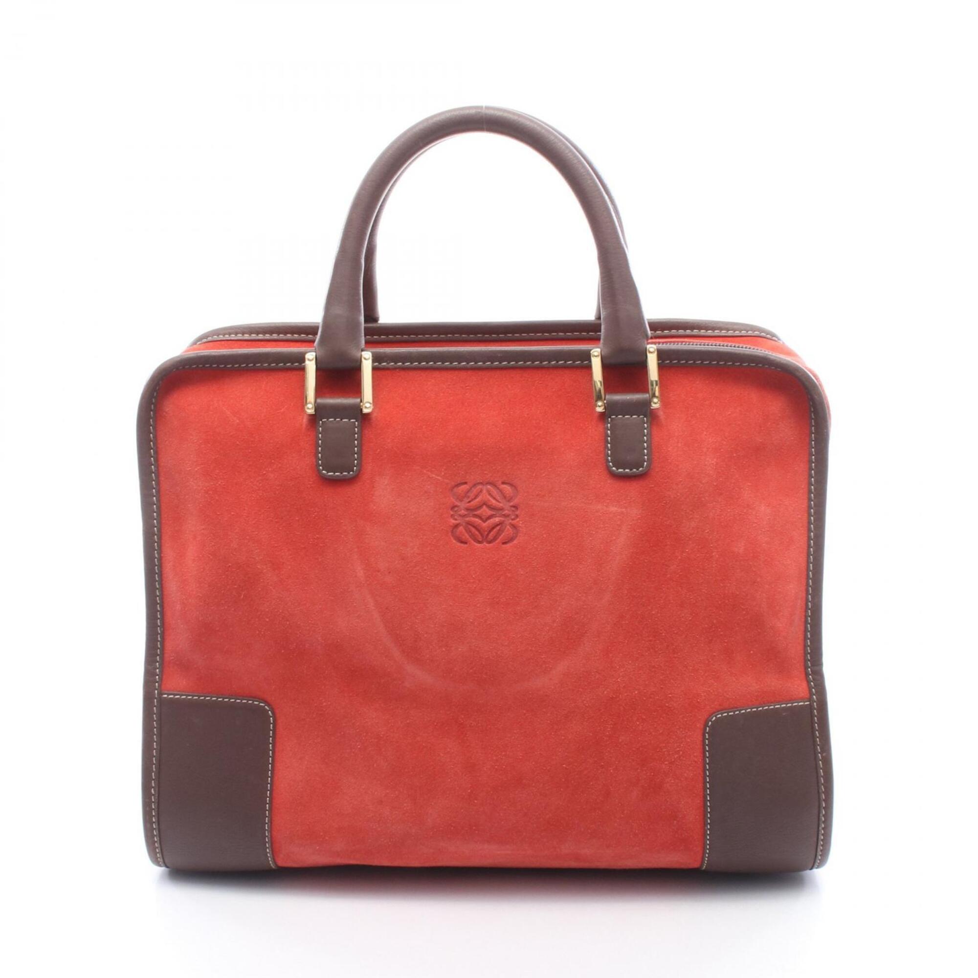 Loewe Brown Red Color Suede Leather Handbag (Pre-Owned)