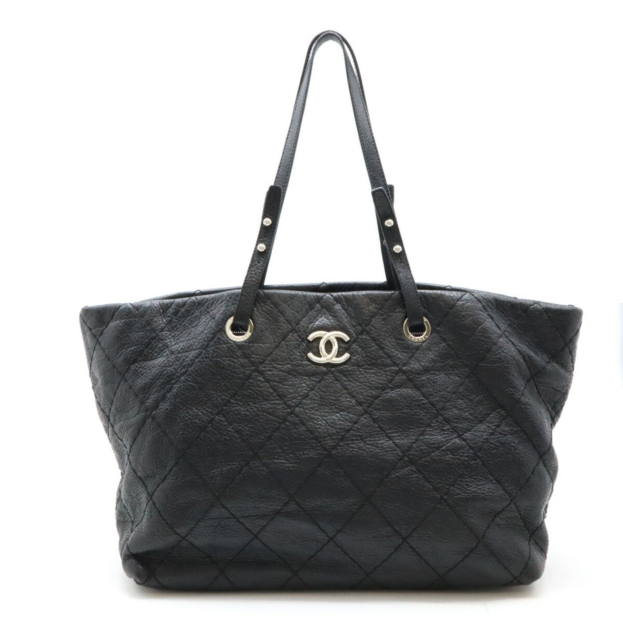 Chanel Black Leather Shoulder Bag Tote Bag (Pre-Owned)