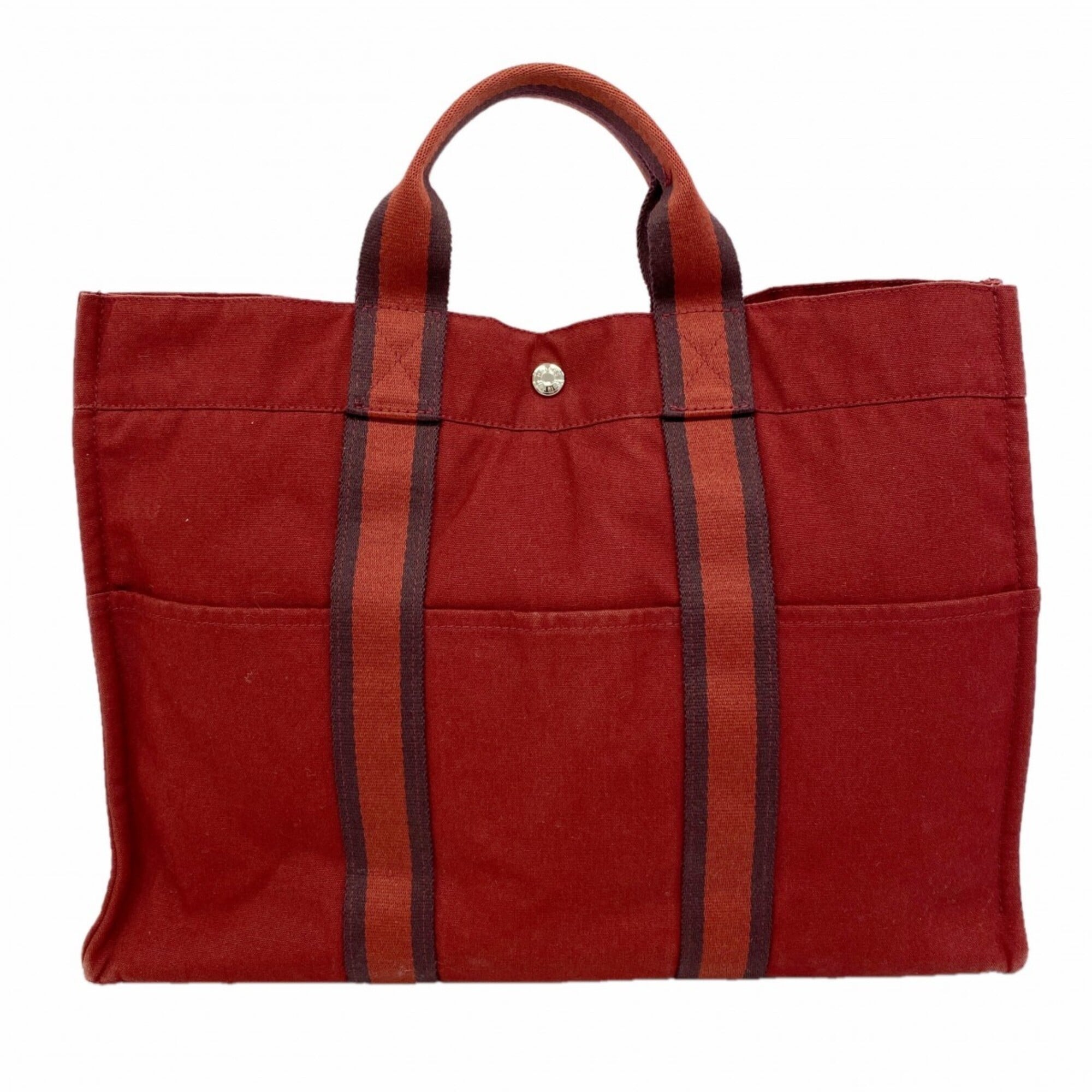 Hermes Red Color Canvas Tote Bag (Pre-Owned)