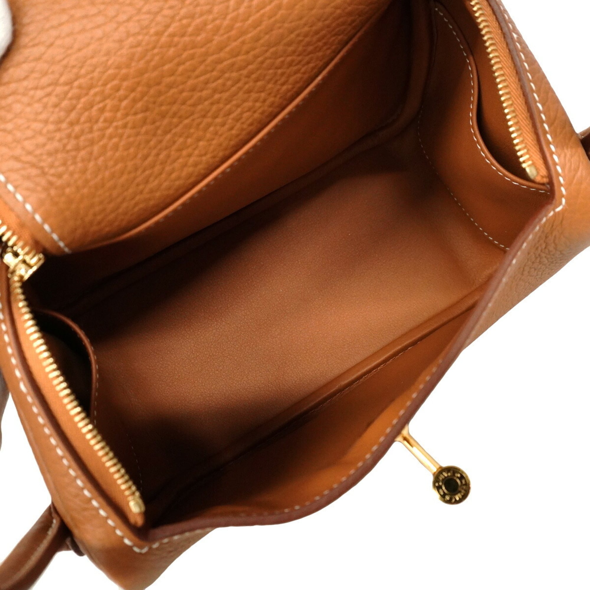 Hermes Gold Taurillon Clemence Leather Handbag (Pre-Owned)