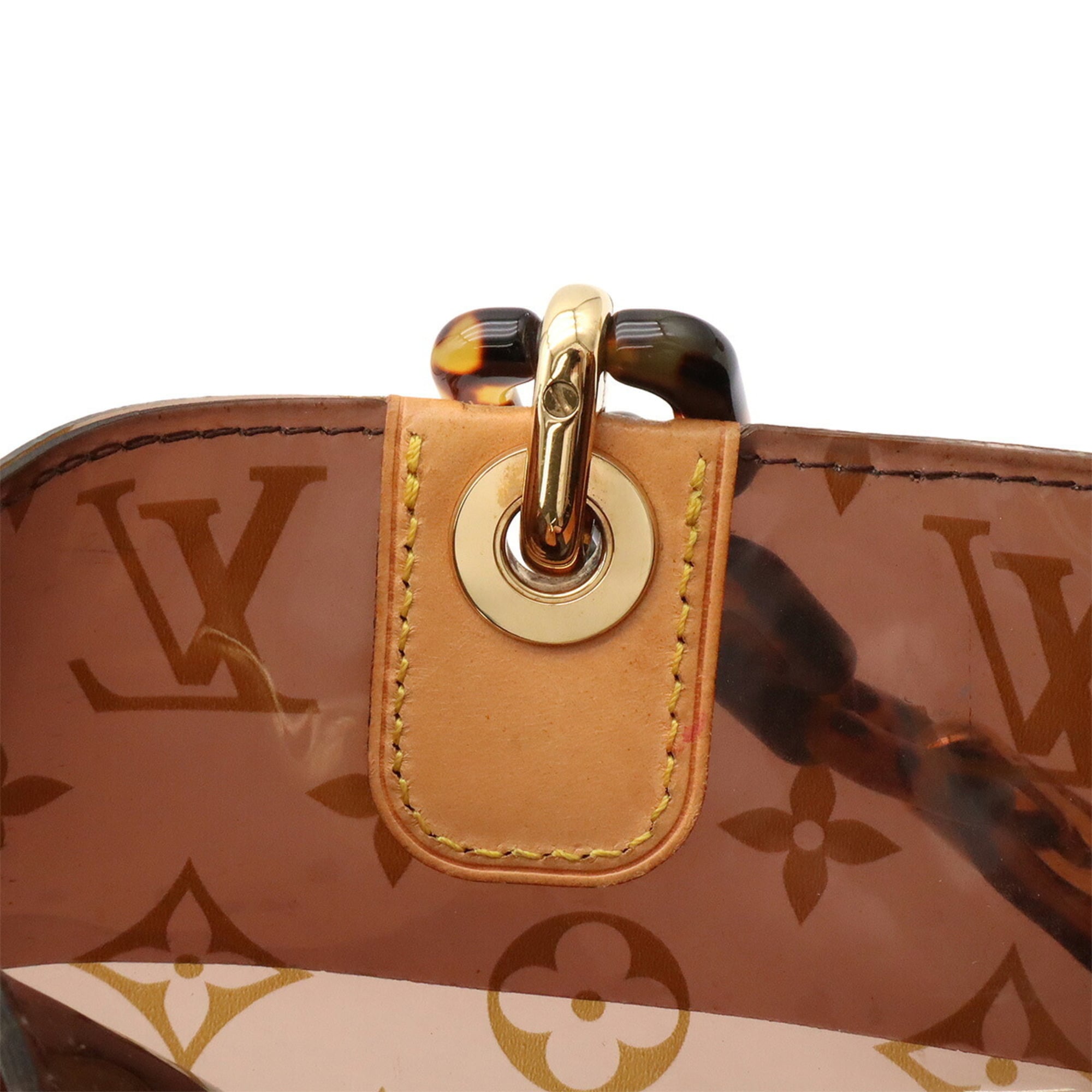 Louis Vuitton Brown Clear Vinyl Leather Shoulder Bag Tote Bag (Pre-Owned)