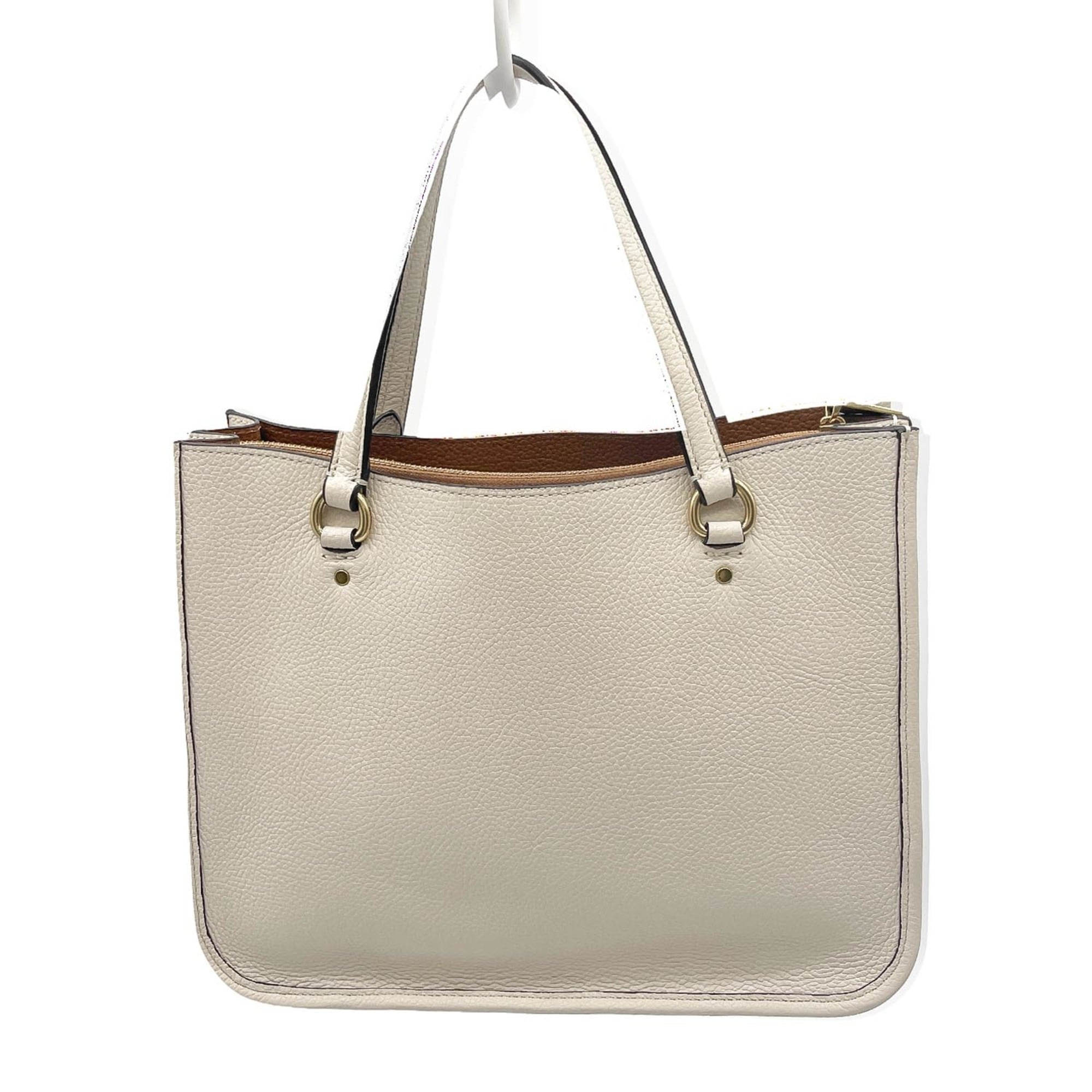 Coach Beige Gold Leather Shoulder Bag Tote Bag (Pre-Owned)