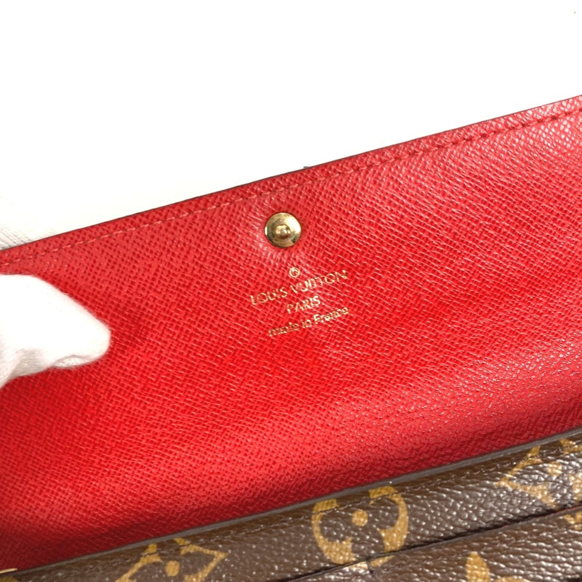 Louis Vuitton Brown Red Color Canvas Monogram Long Wallet (Tri-Fold) (Pre-Owned)