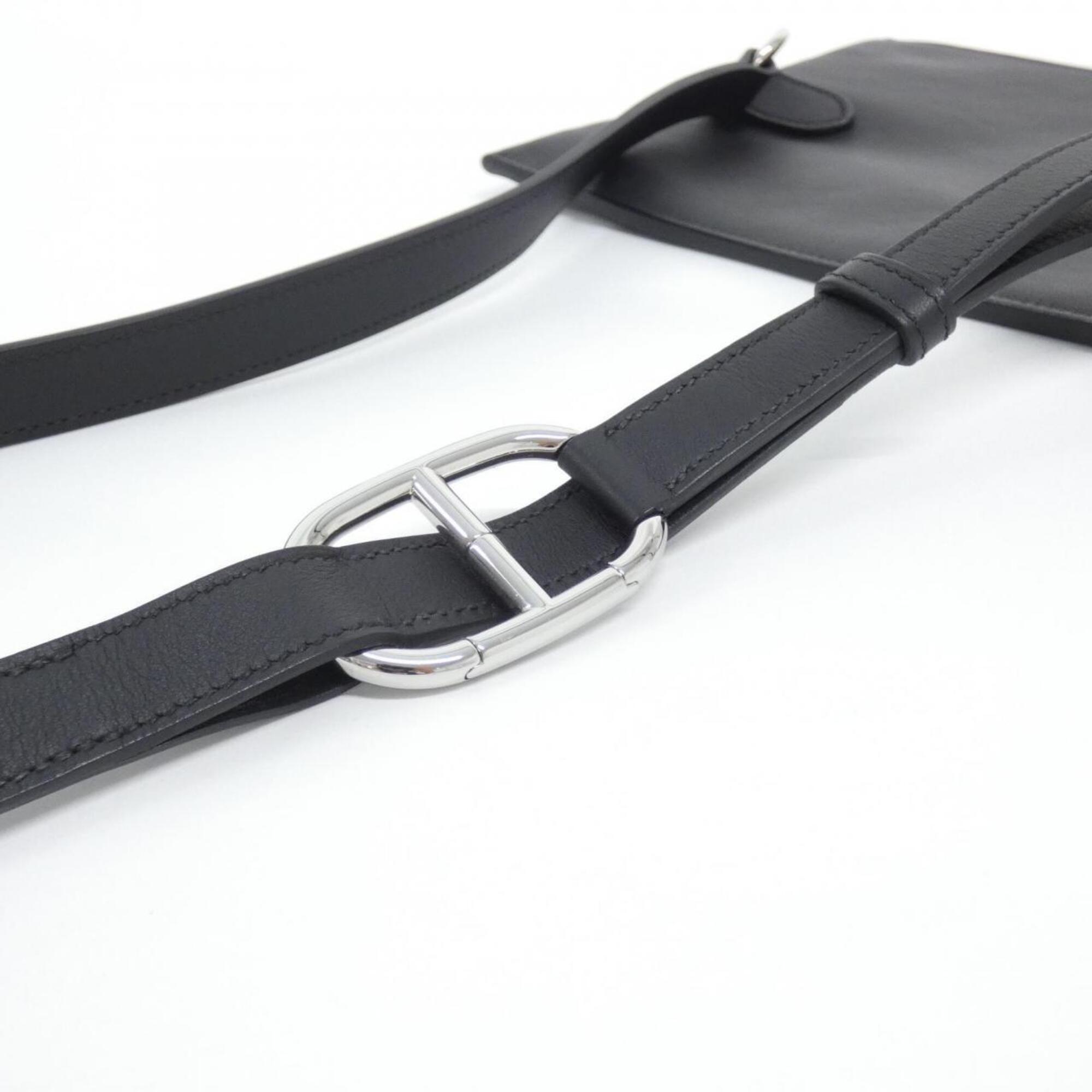 Hermes Black Swift Leather Chain/Shoulder Wallet (Pre-Owned)
