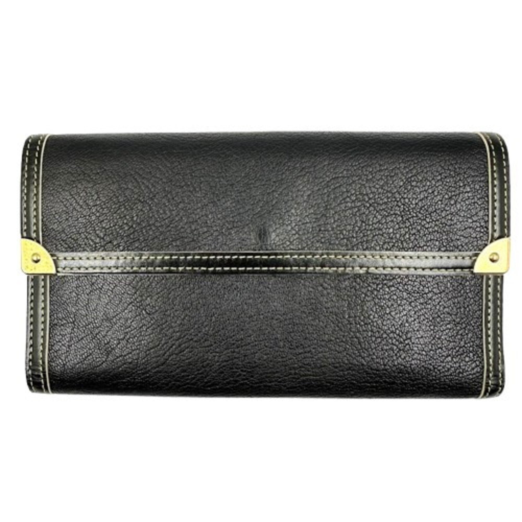 Louis Vuitton Suhali Black Leather Long Wallet (Tri-Fold) (Pre-Owned)