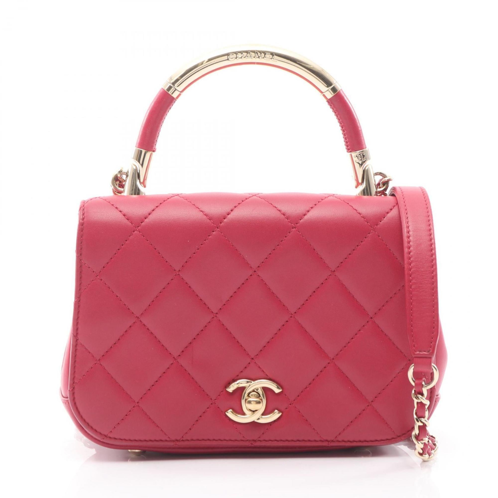 Chanel Red Color Leather Shoulder Bag (Pre-Owned)