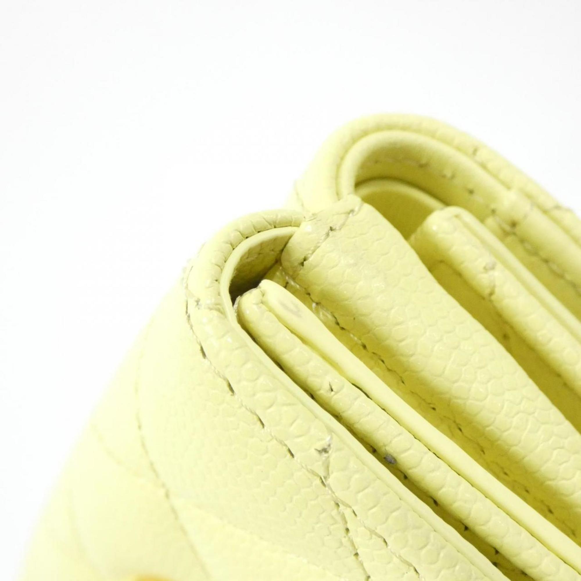 Chanel Yellow Grained Calfskin Wallet (Bi-Fold) (Pre-Owned)