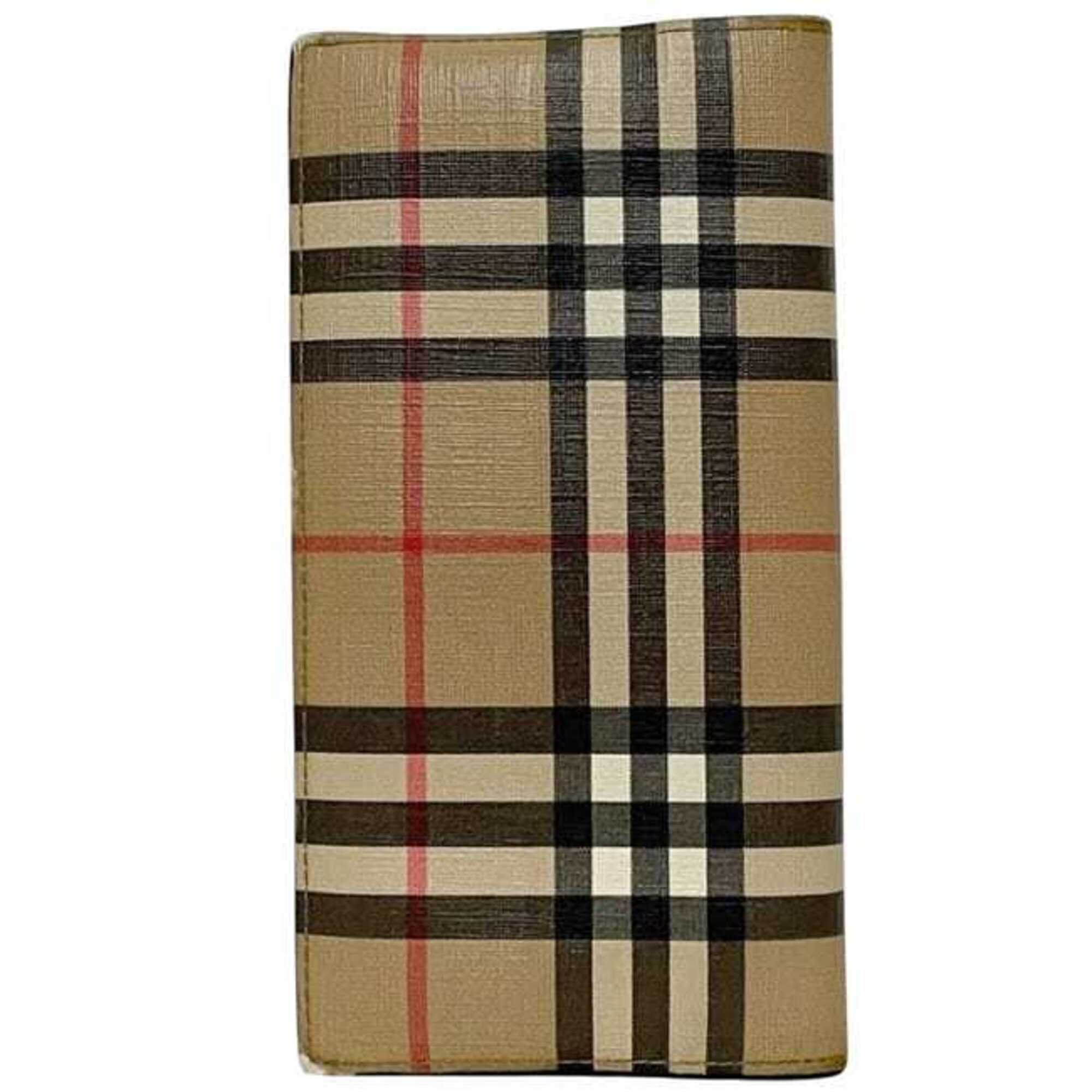 Burberry Beige Pvc Leather Long Wallet (Bi-Fold) (Pre-Owned)