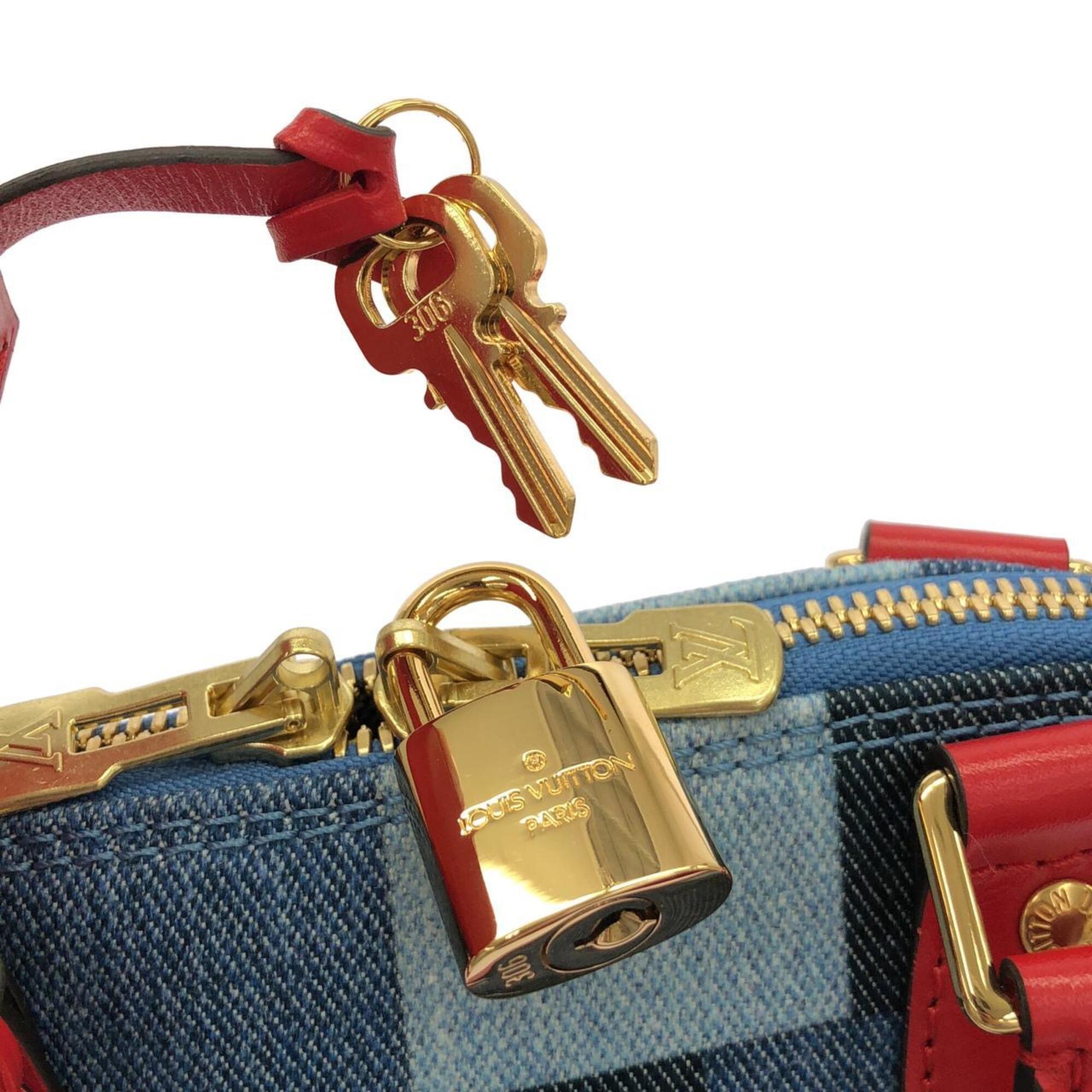 Louis Vuitton Rouge Denim Handbag (Pre-Owned)