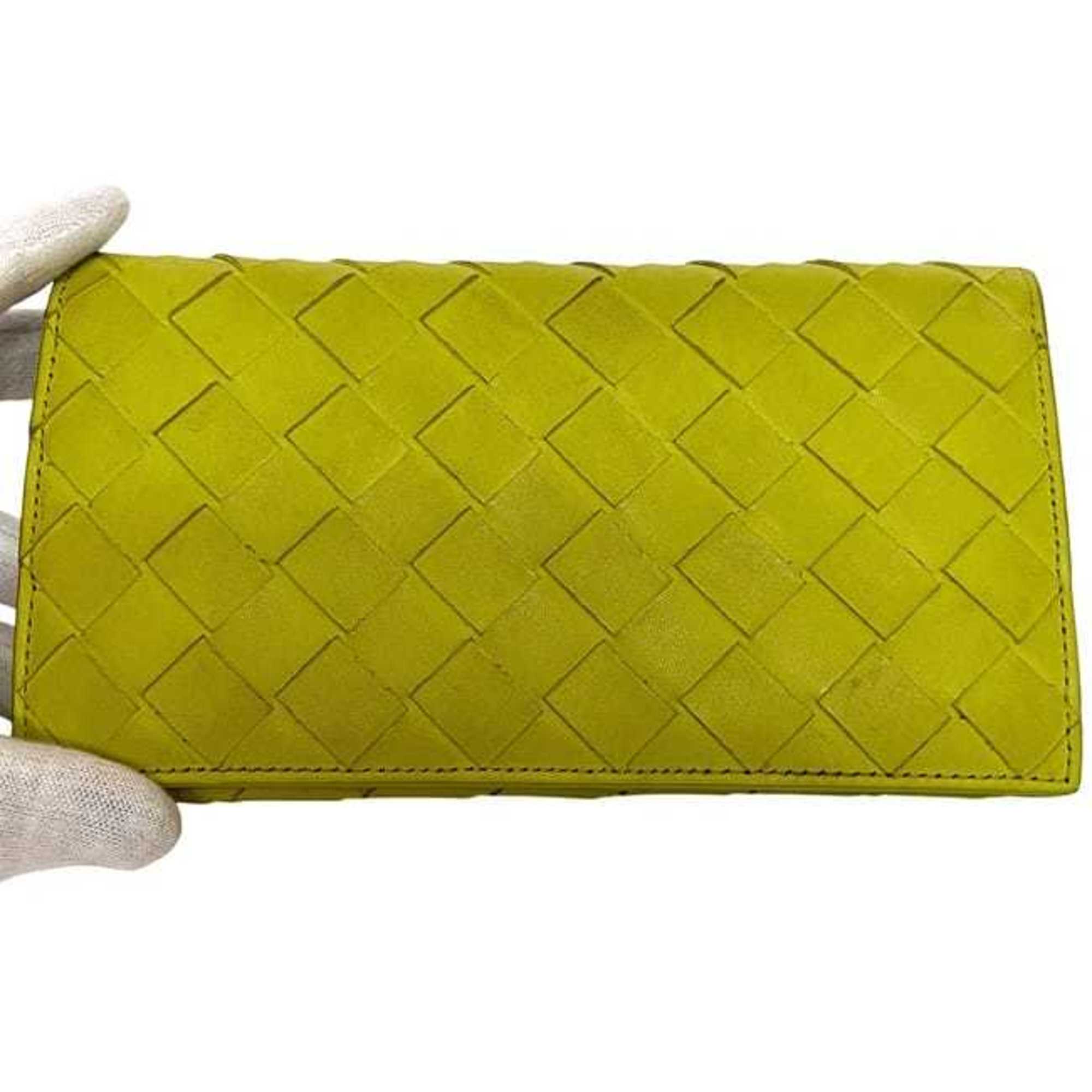 Bottega Veneta Yellow Leather Long Wallet (Bi-Fold) (Pre-Owned)