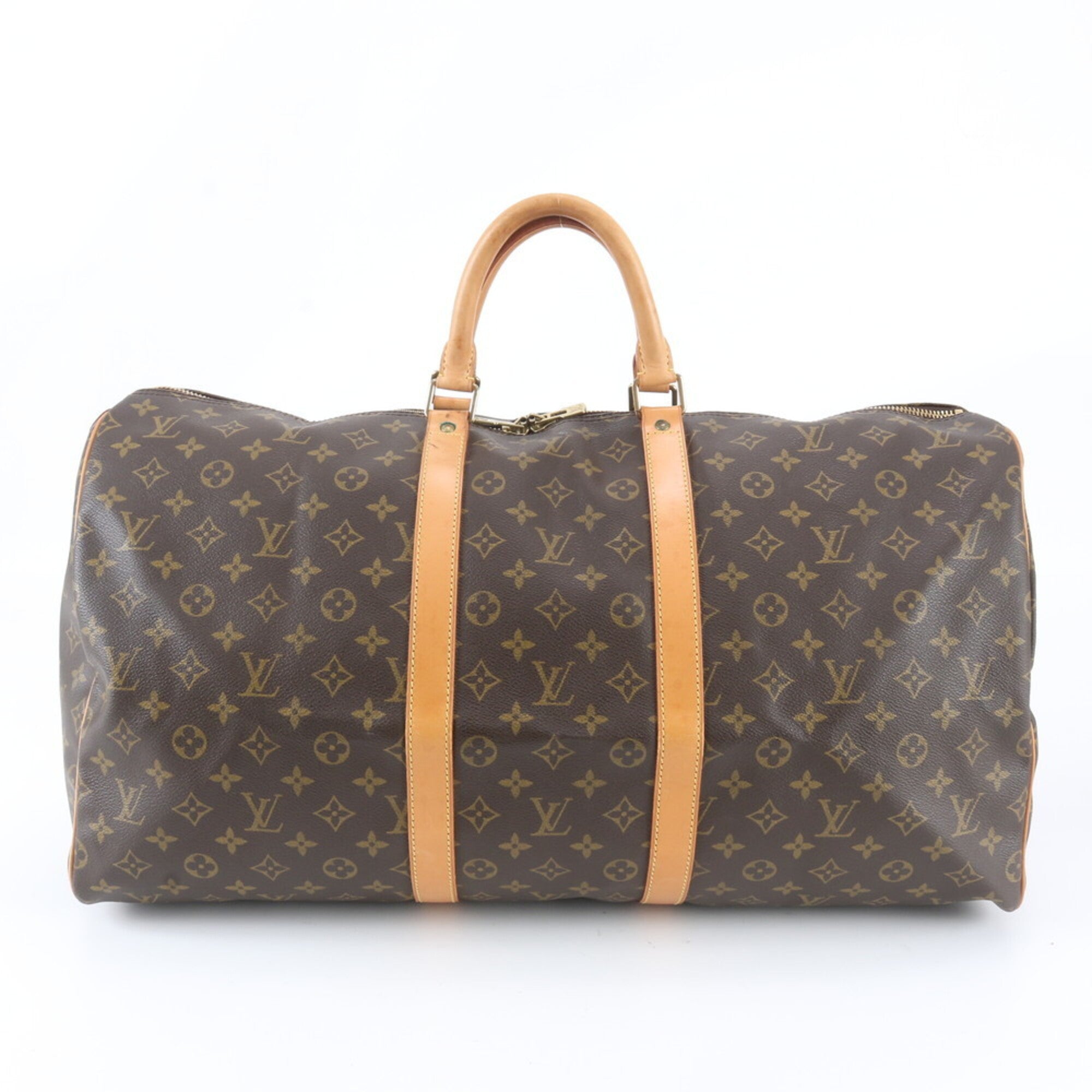 Louis Vuitton Brown Leather Coated Canvas Boston Bag Tote Bag (Pre-Owned)