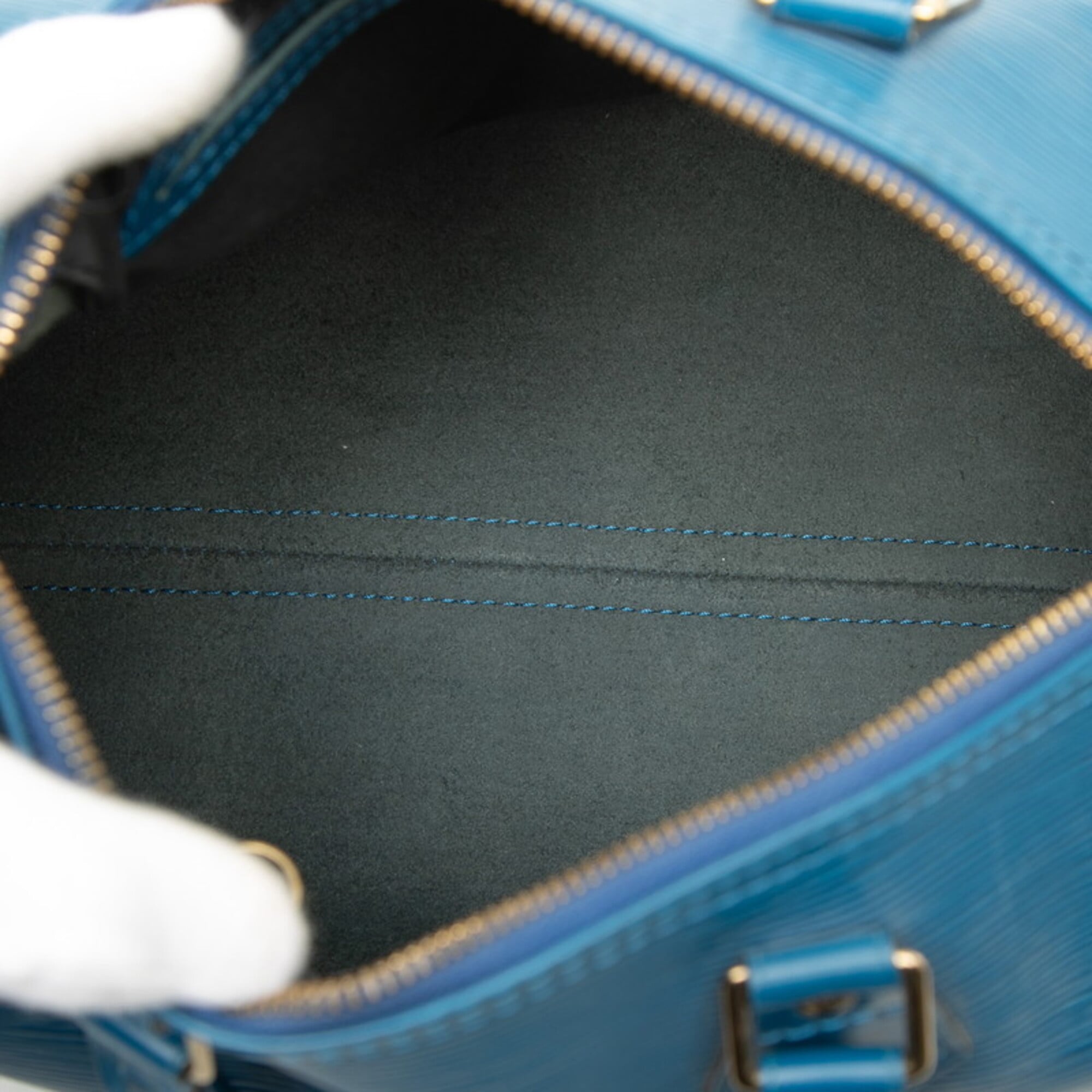 Louis Vuitton Toledo Blue Leather Boston Bag Handbag (Pre-Owned)