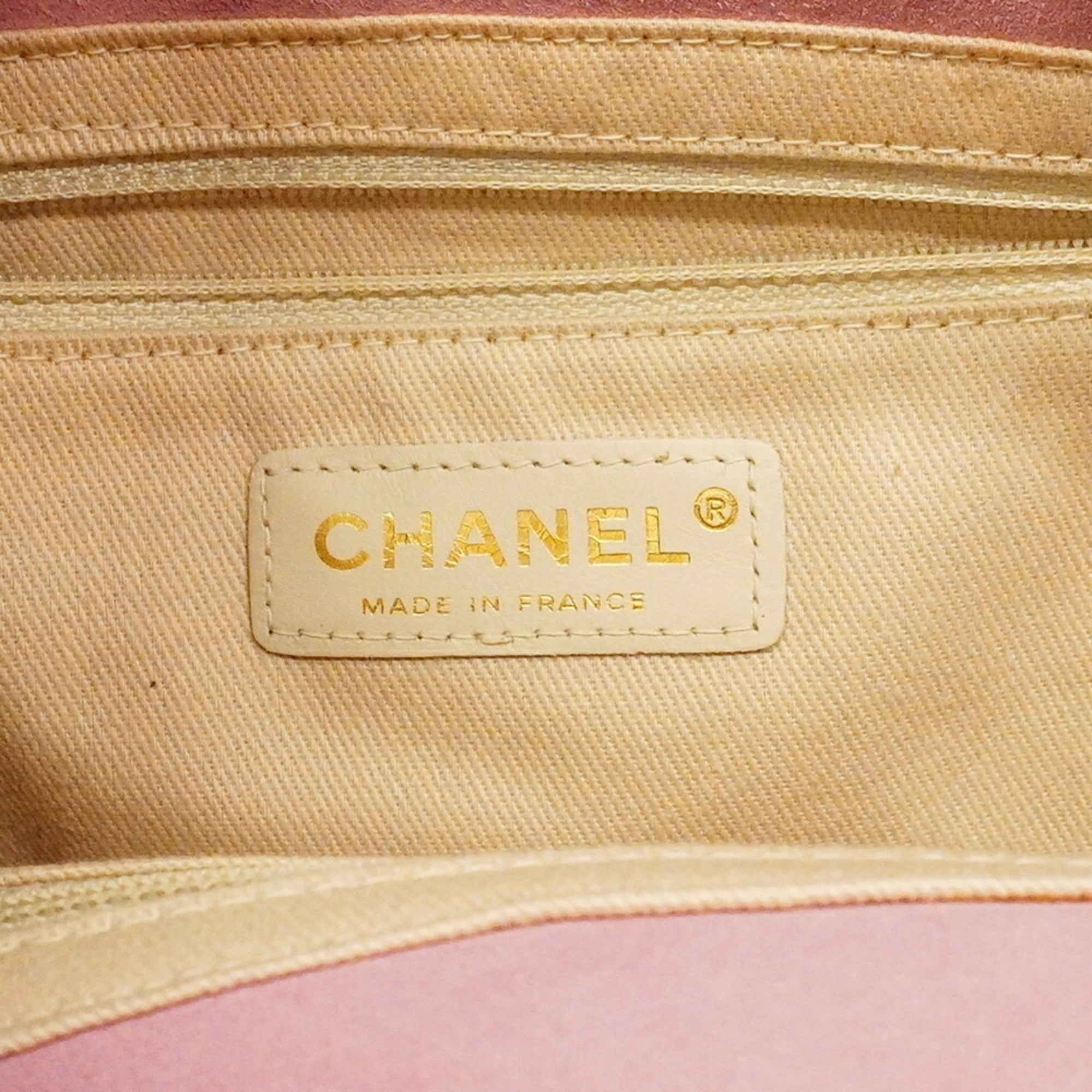 Chanel Orange Pink Suede Patent Leather Tote Bag (Pre-Owned)