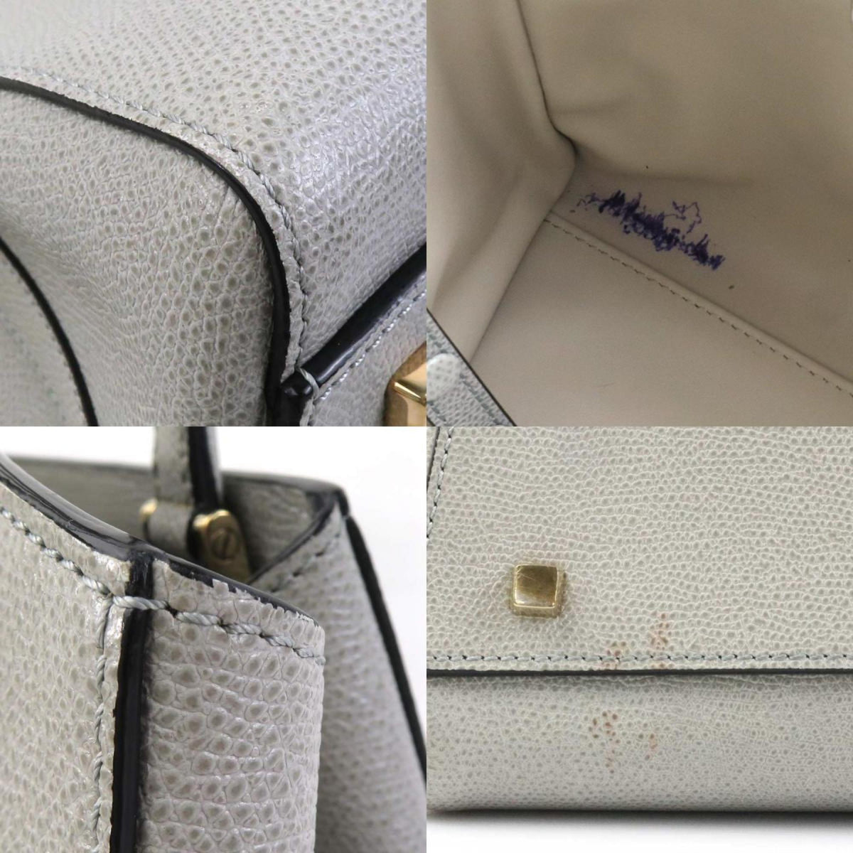 Valextra Gray Leather Handbag Shoulder Bag (Pre-Owned)