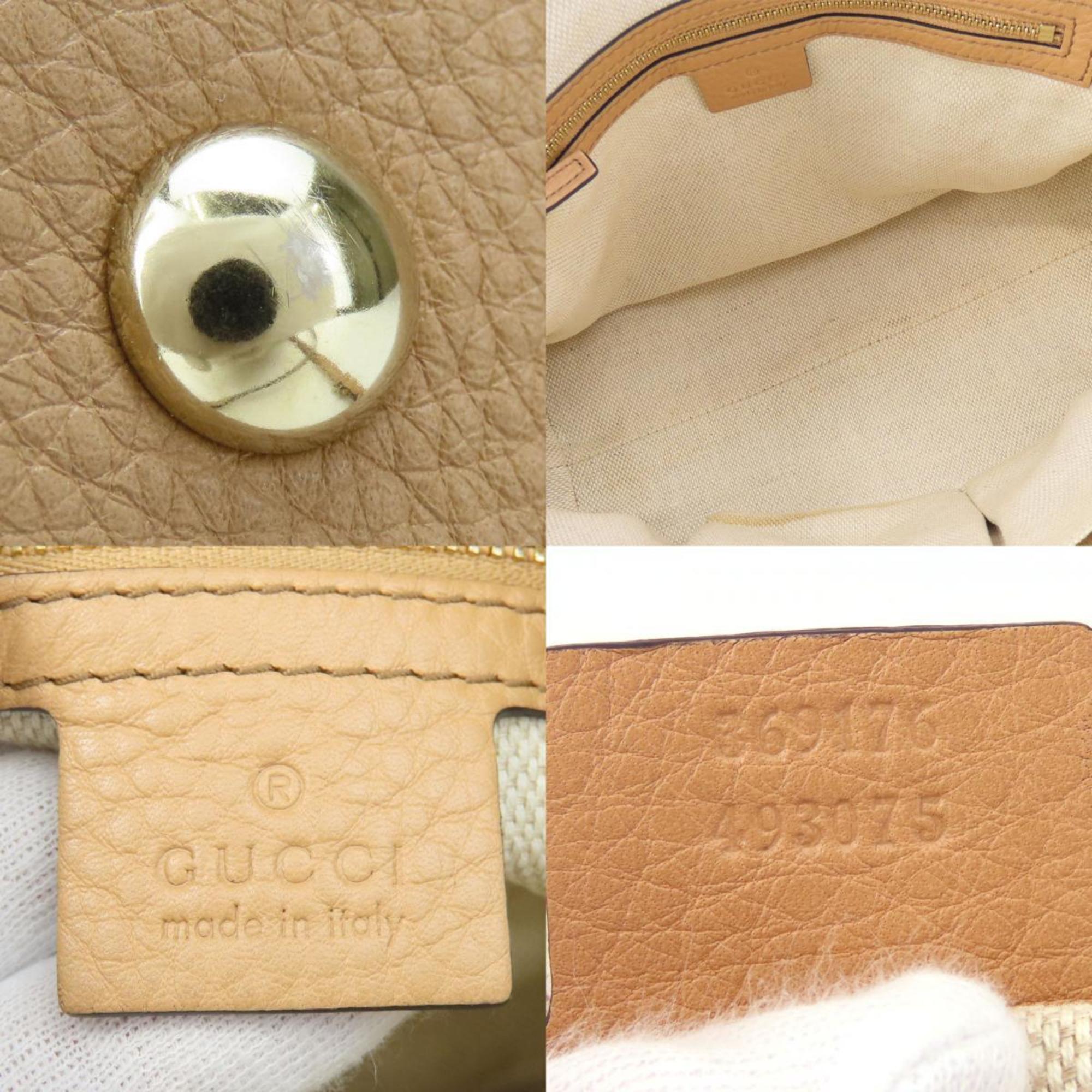 Gucci Beige Leather Handbag Shoulder Bag (Pre-Owned)
