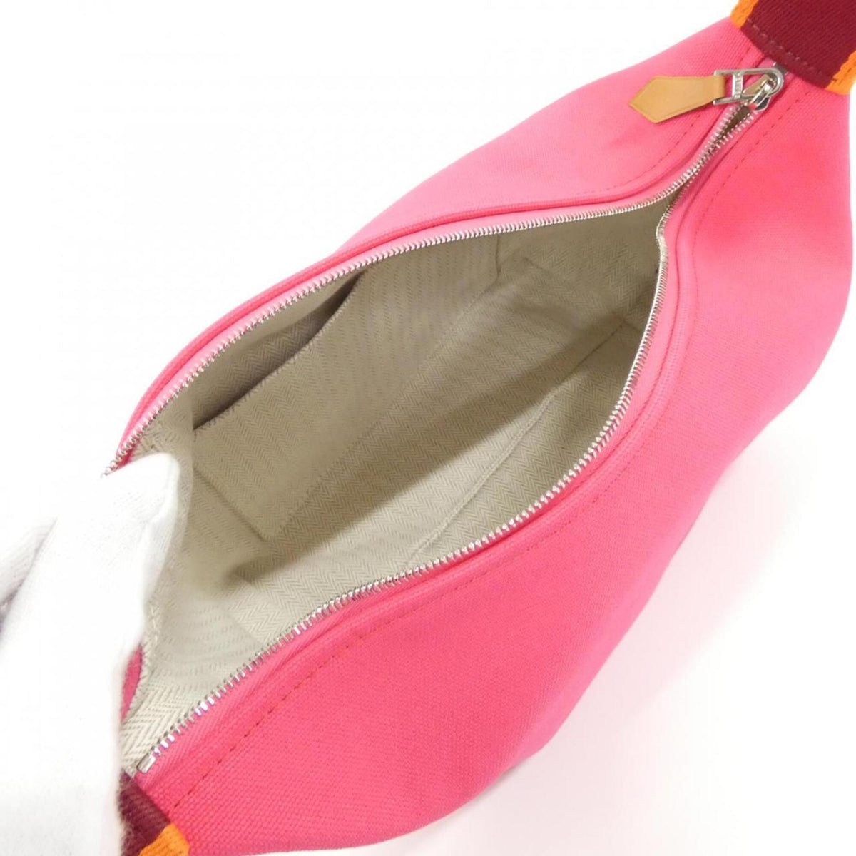 Hermes Pink Canvas Handbag Pouch (Pre-Owned)