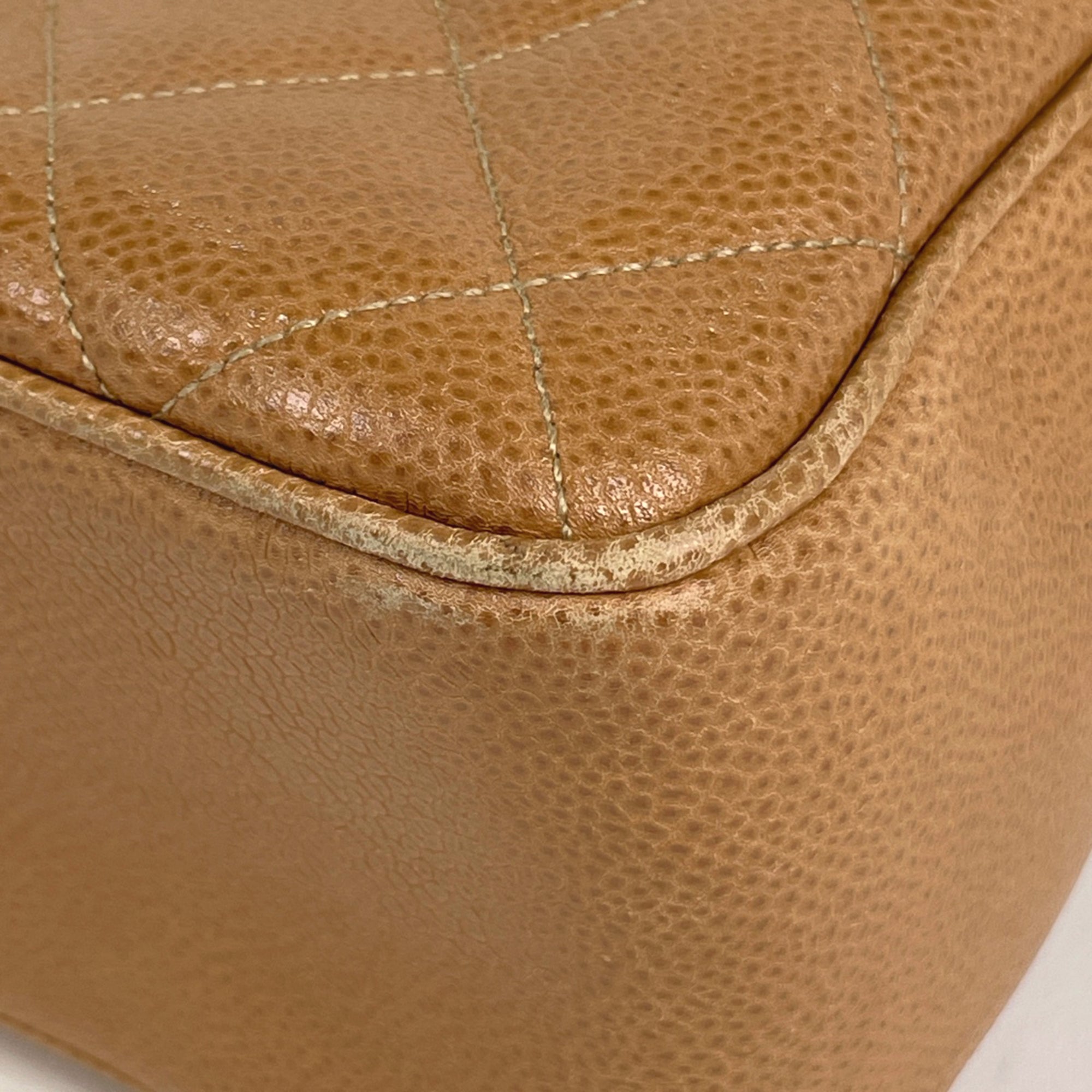 Chanel Beige Grained Calfskin Shoulder Bag (Pre-Owned)