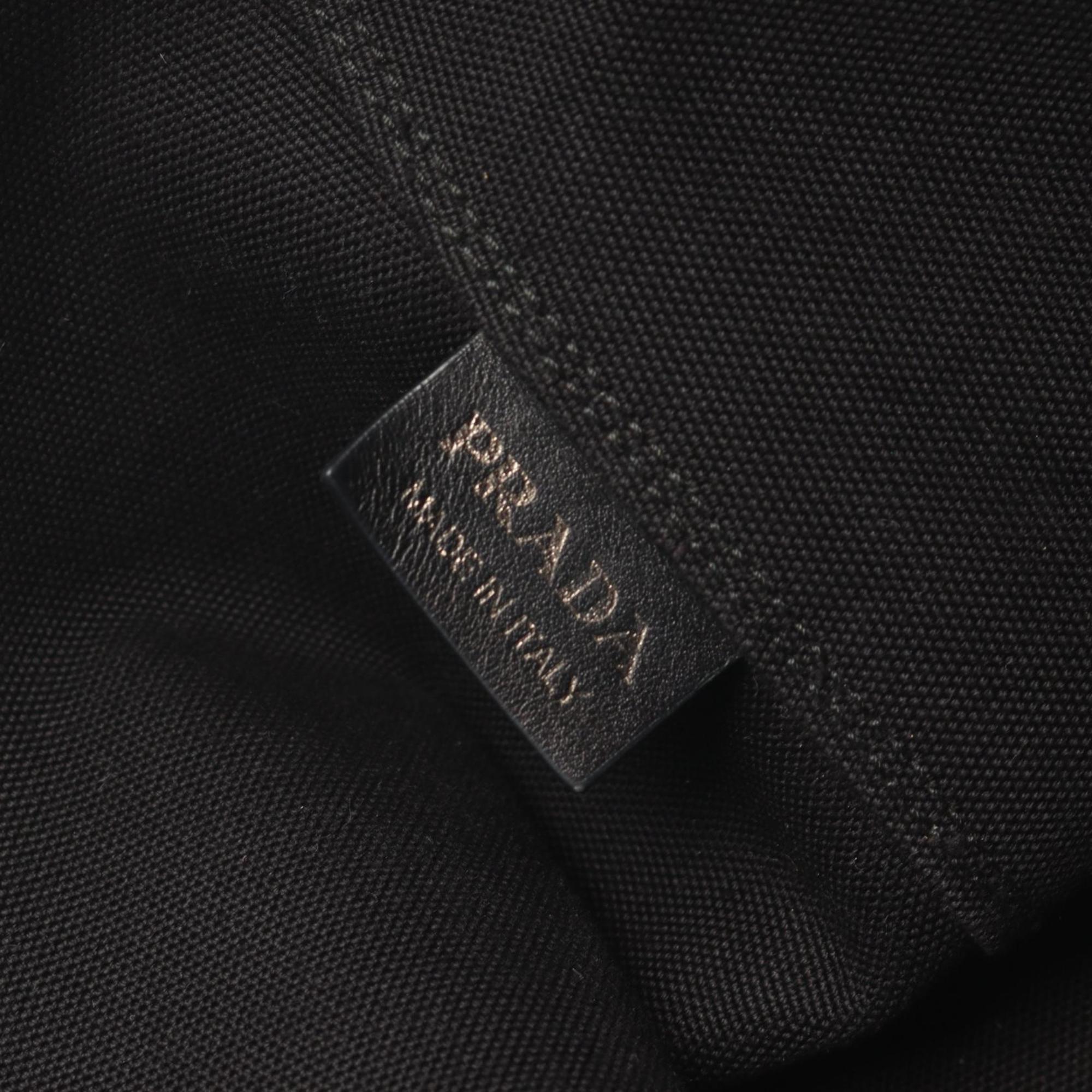 Prada Black Denim Leather Handbag Tote Bag (Pre-Owned)