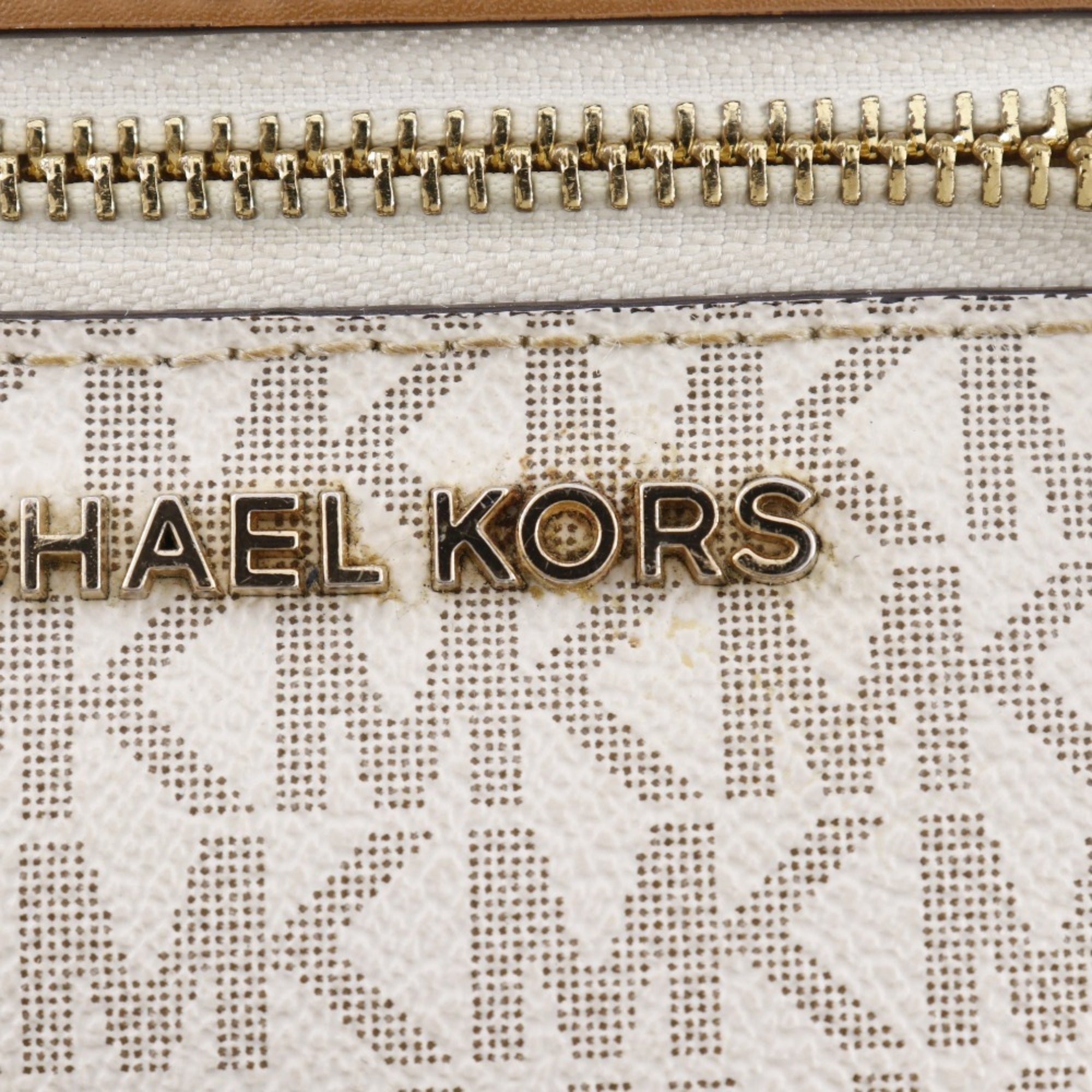 Michael Kors Brown White Pvc Shoulder Bag (Pre-Owned)