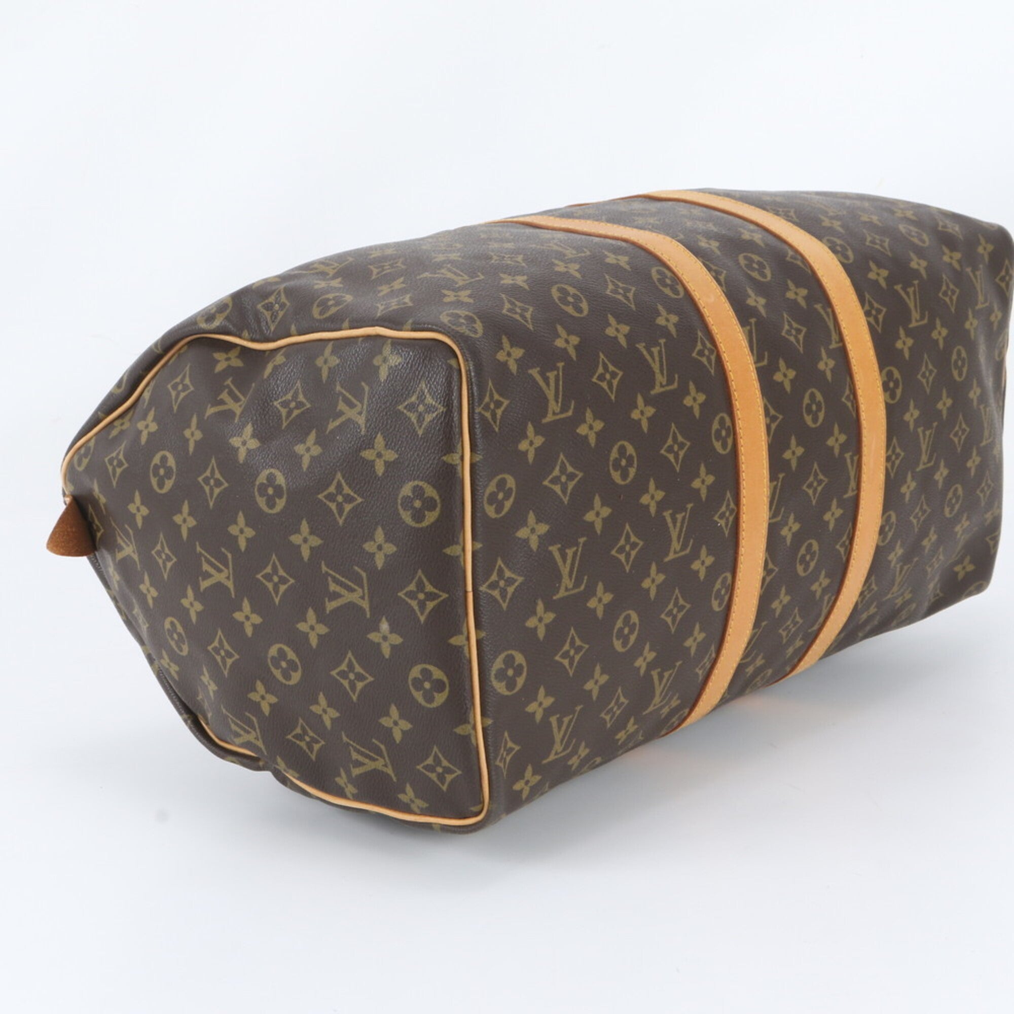 Louis Vuitton Brown Leather Coated Canvas Boston Bag Tote Bag (Pre-Owned)