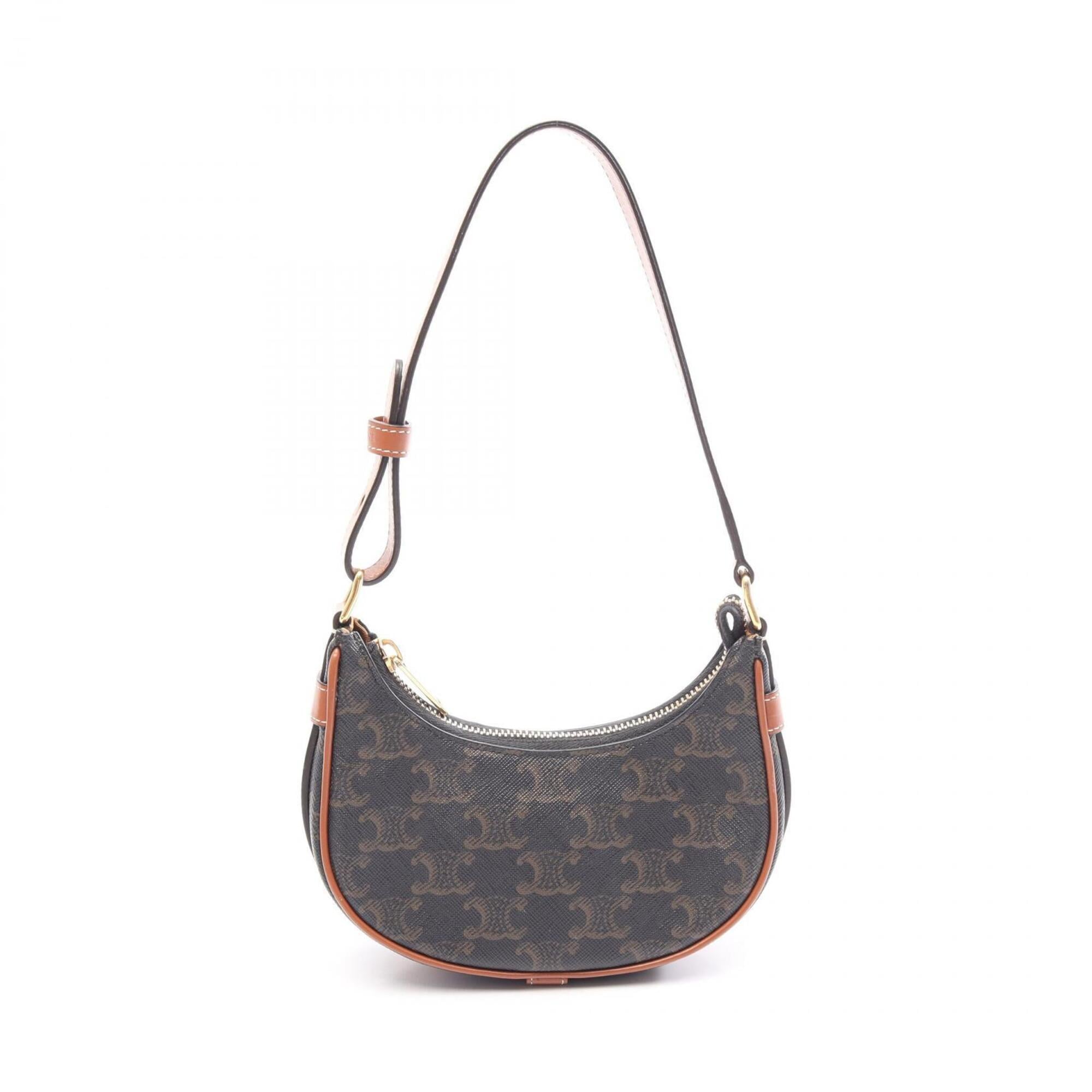 Celine Black Brown Coated Canvas Leather Handbag (Pre-Owned)