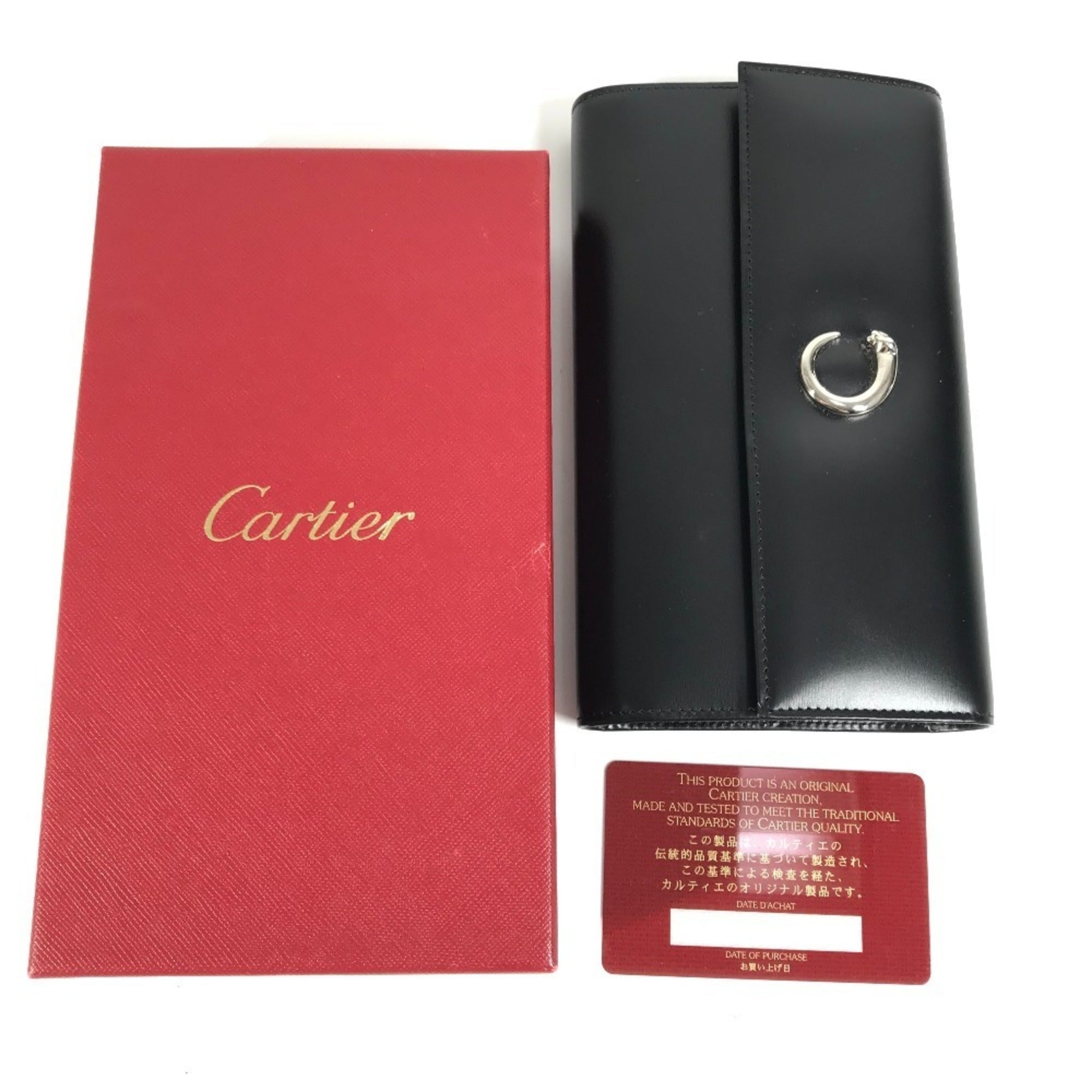 Cartier Black Leather Long Wallet (Bi-Fold) (Pre-Owned)