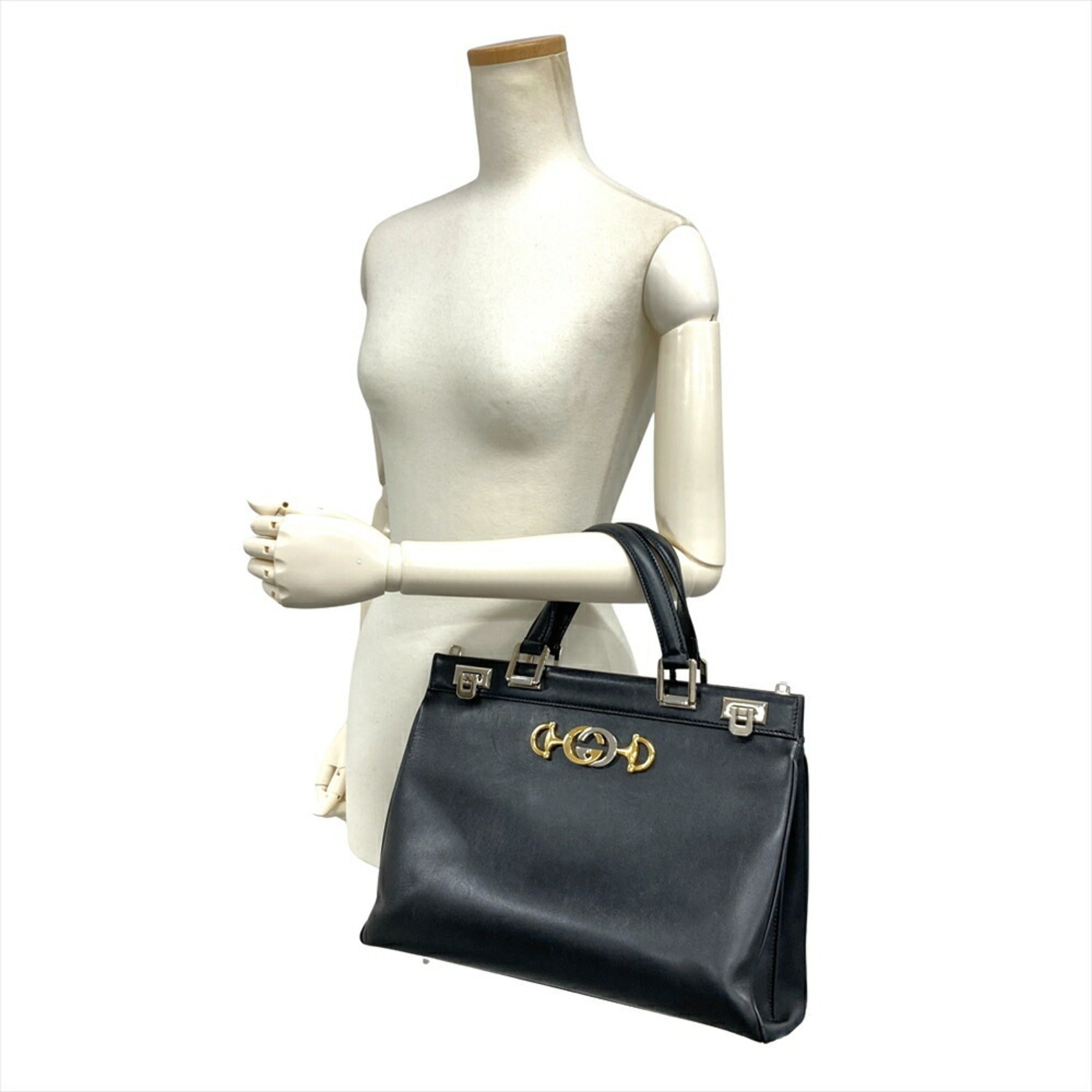 Gucci Horsebit Black Leather Handbag (Pre-Owned)