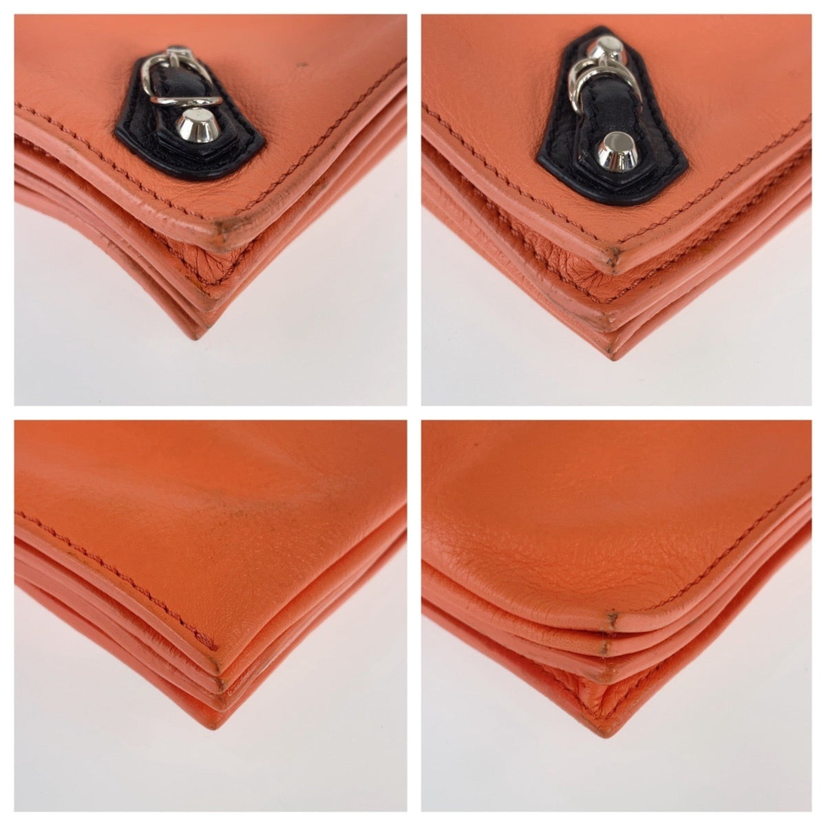 Balenciaga Pink Pink Orange Leather Pochette Shoulder Bag (Pre-Owned)