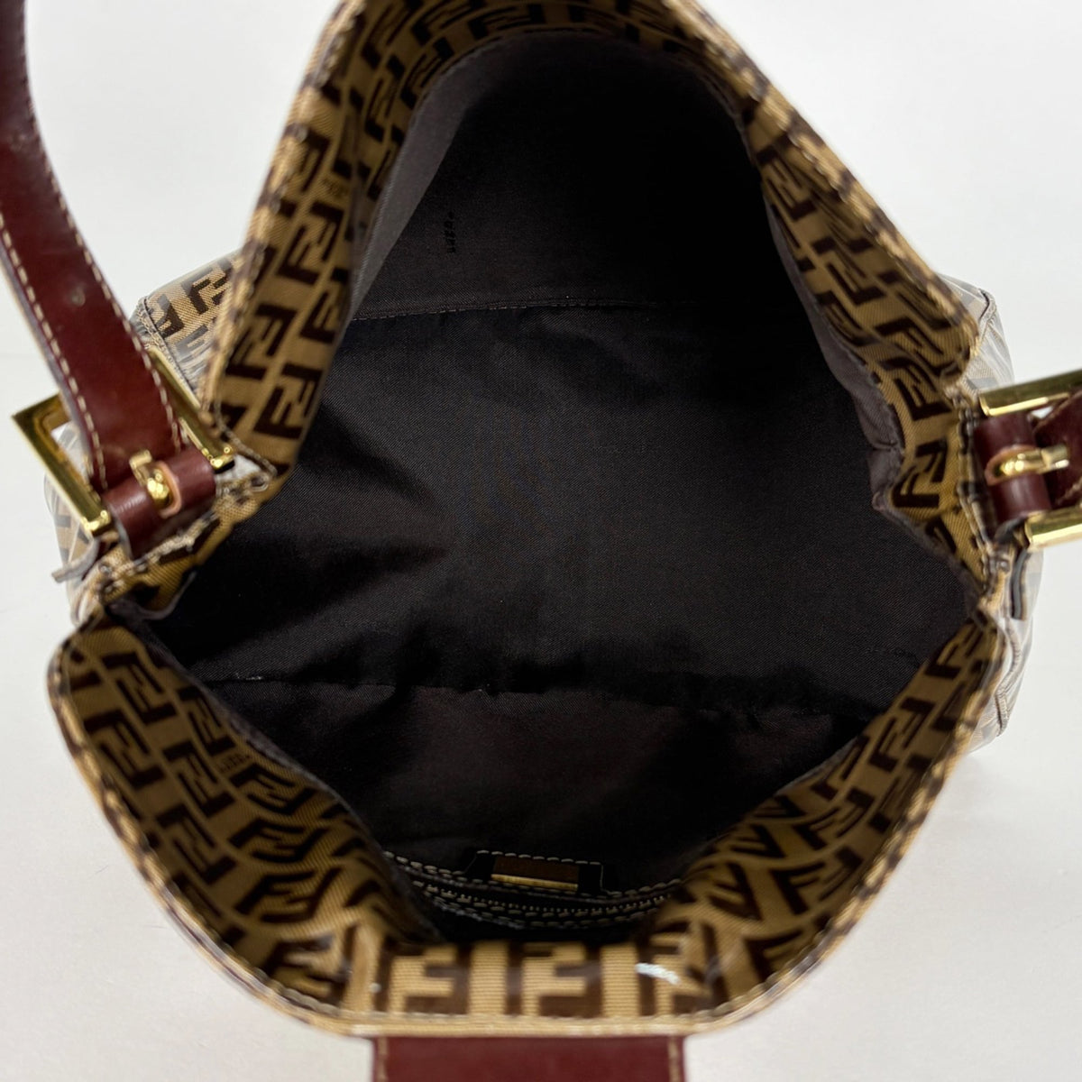 Fendi Zucchino Beige Brown Coated Canvas Leather Shoulder Bag (Pre-Owned)