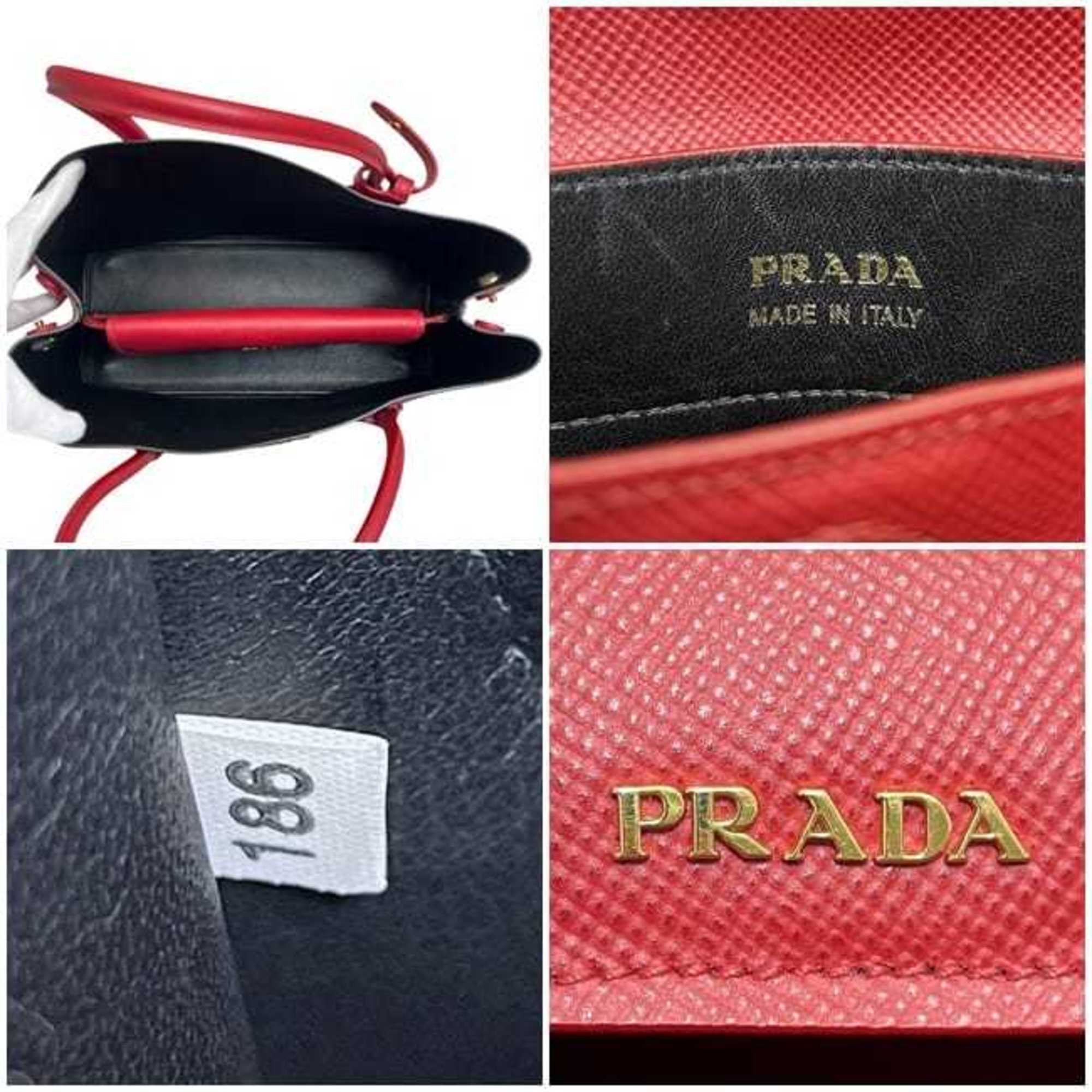 Prada Fuoco Red Color Saffiano Triangle Tote Bag (Pre-Owned)