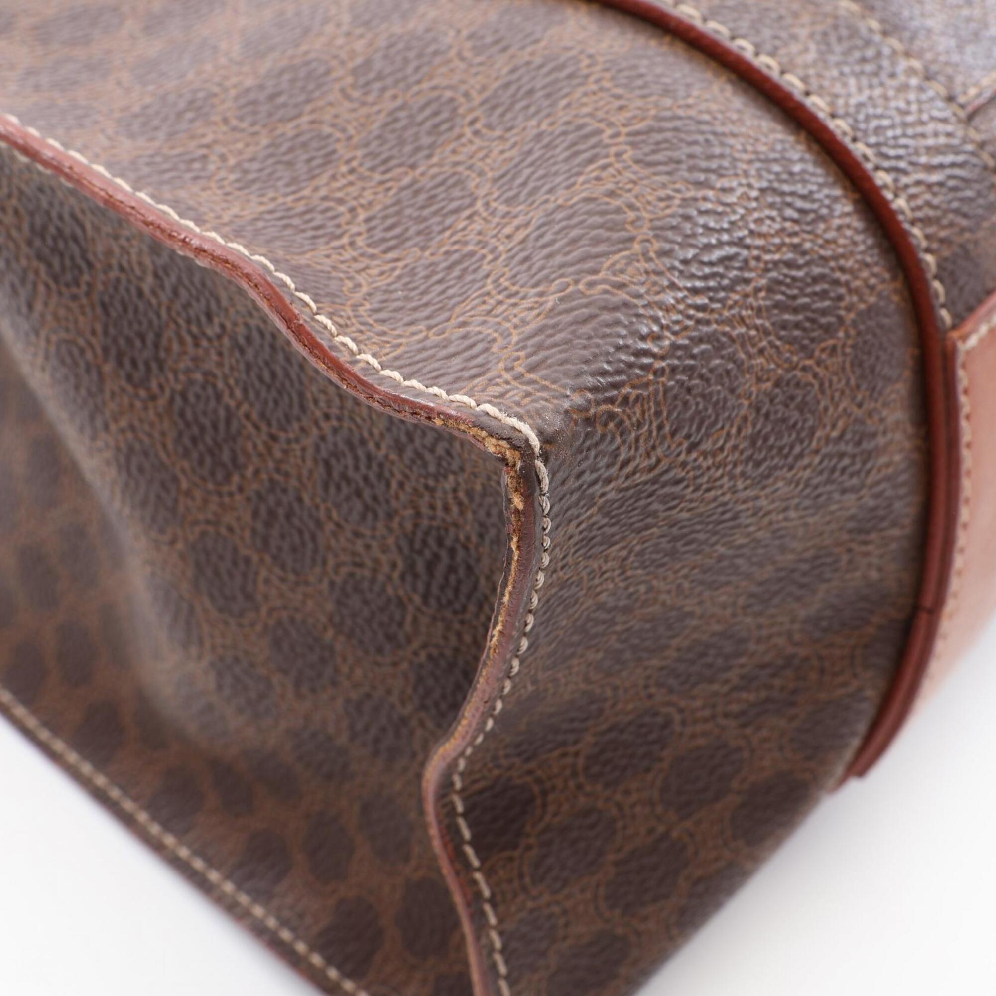 Celine Brown Coated Canvas Leather Handbag Tote Bag (Pre-Owned)