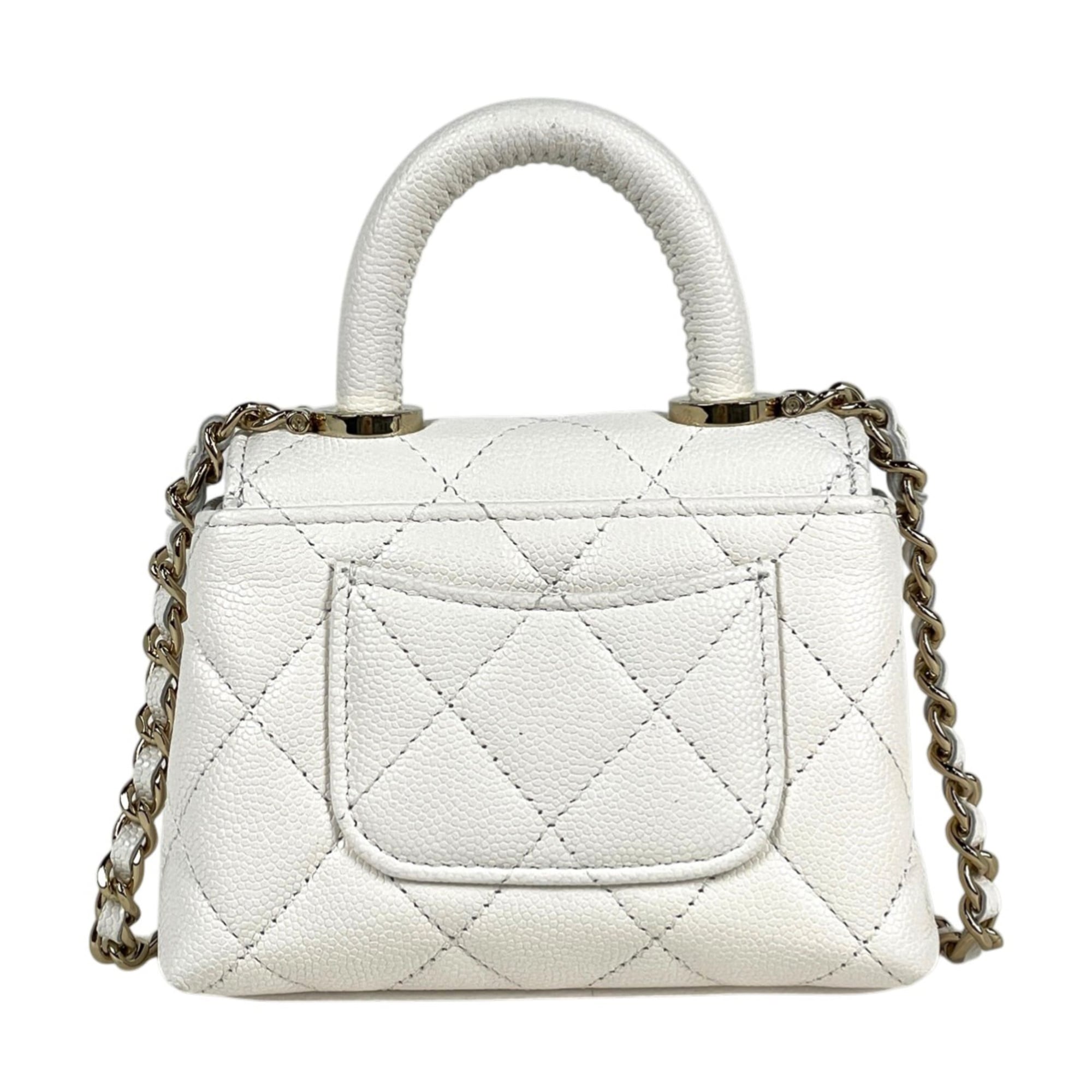 Chanel White Leather Handbag Shoulder Bag (Pre-Owned)