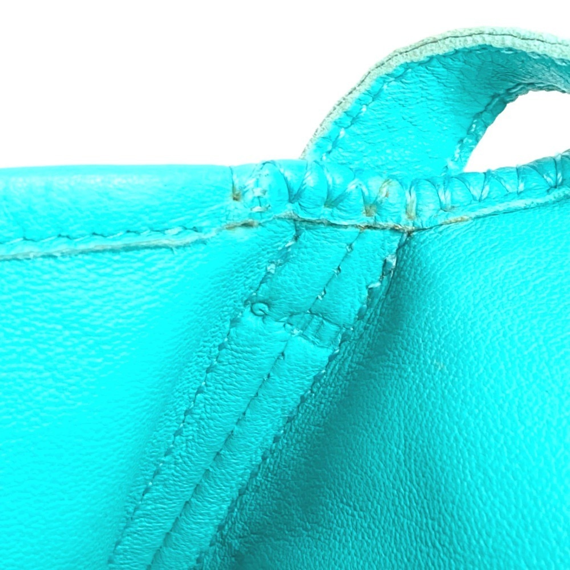 Hermes Turquoise Leather Pochette Shoulder Bag (Pre-Owned)