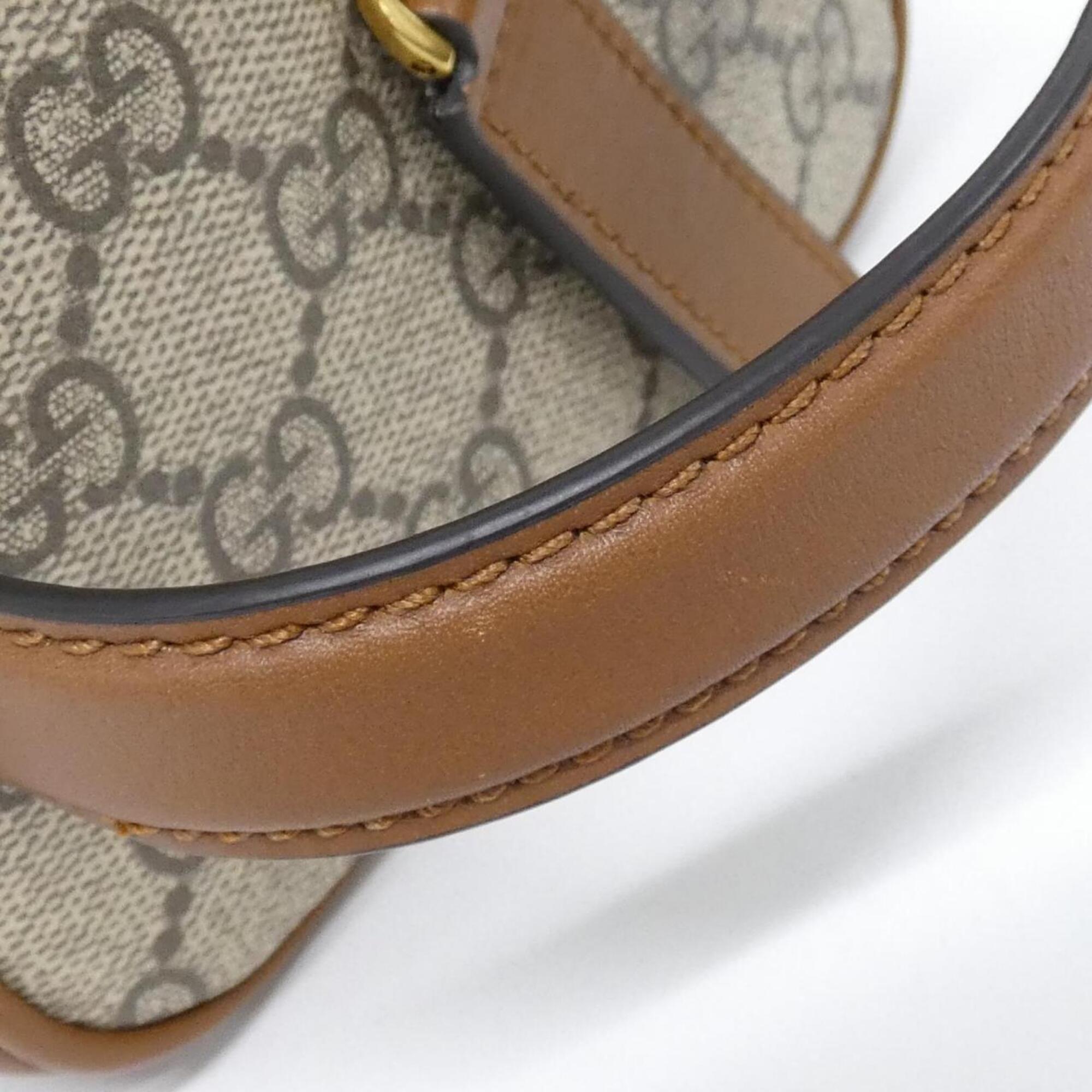 Gucci Beige Brown Coated Canvas Handbag (Pre-Owned)