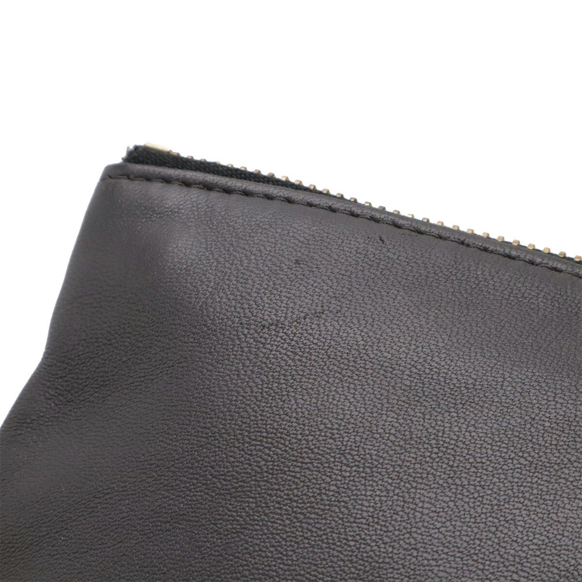 Celine Gray Leather Handbag Pochette Shoulder Bag (Pre-Owned)
