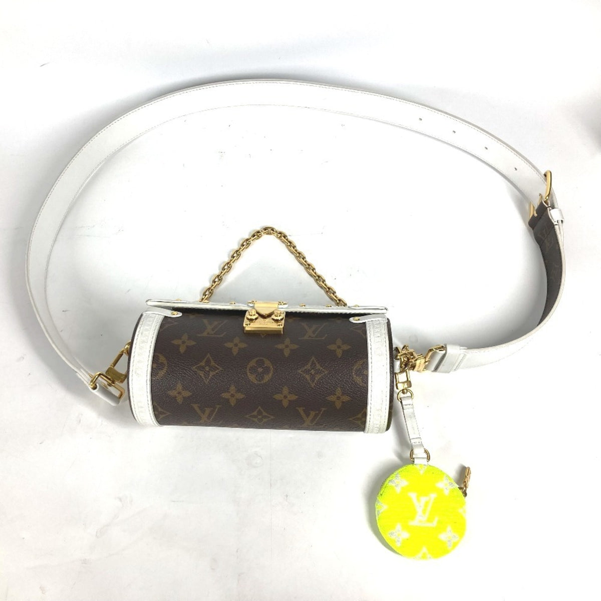 Louis Vuitton Brown White Monogram Canvas Pouch Shoulder Bag (Pre-Owned)