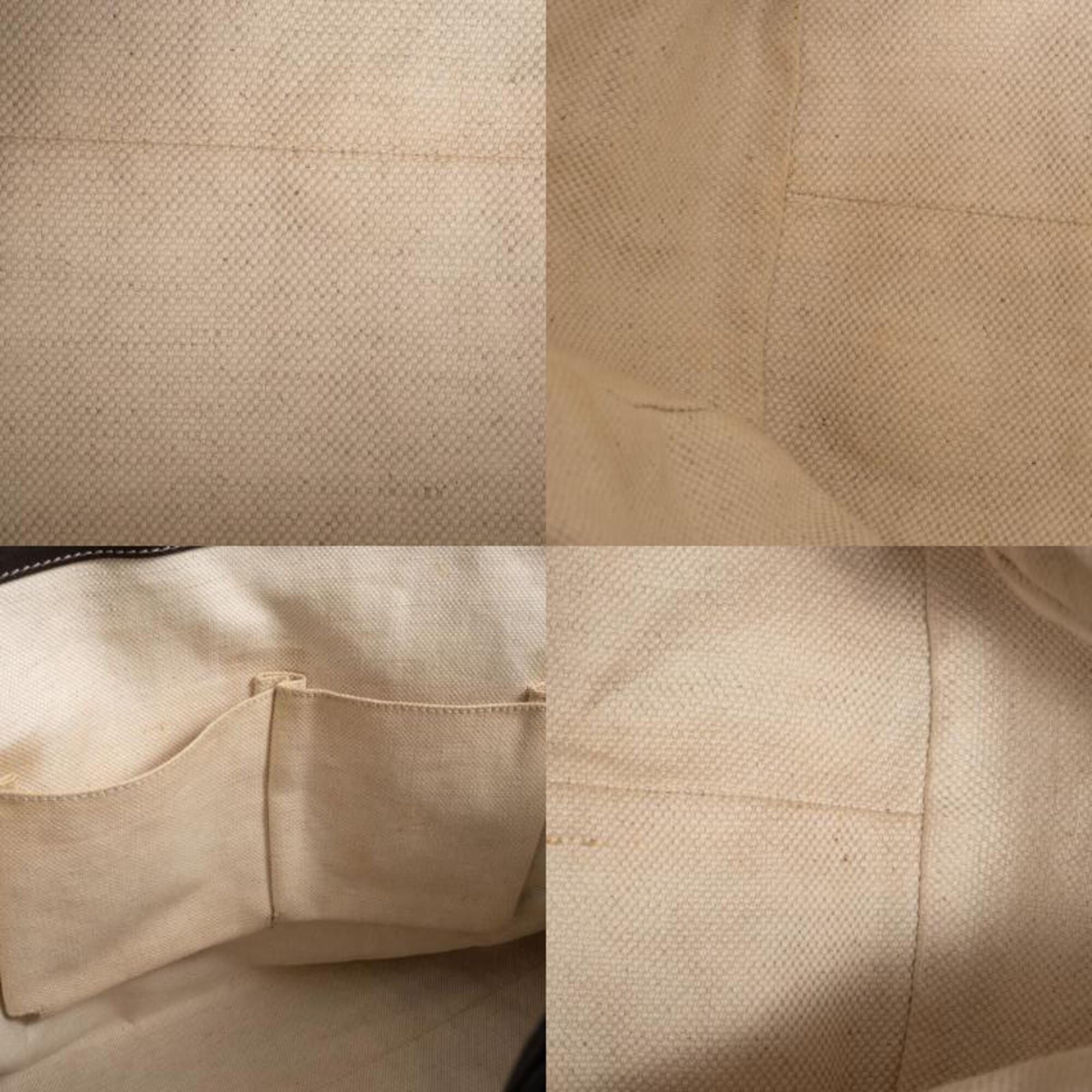 Gucci Gg Canvas Beige Brown Gg Canvas Leather Handbag (Pre-Owned)