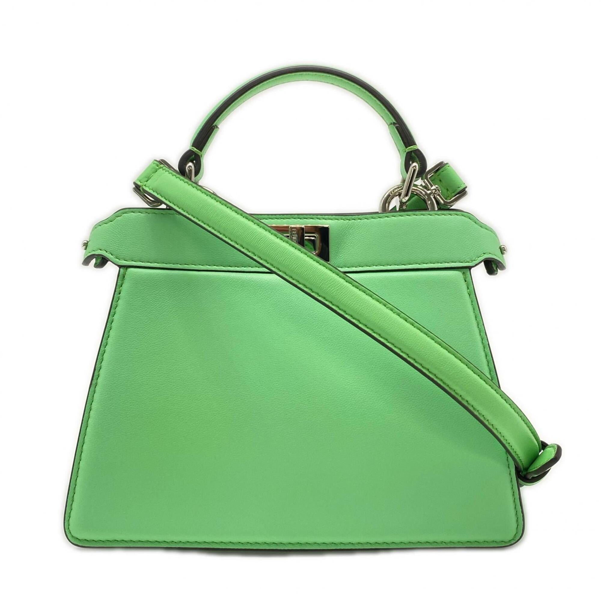 Fendi Peekaboo Green Leather Handbag (Pre-Owned)