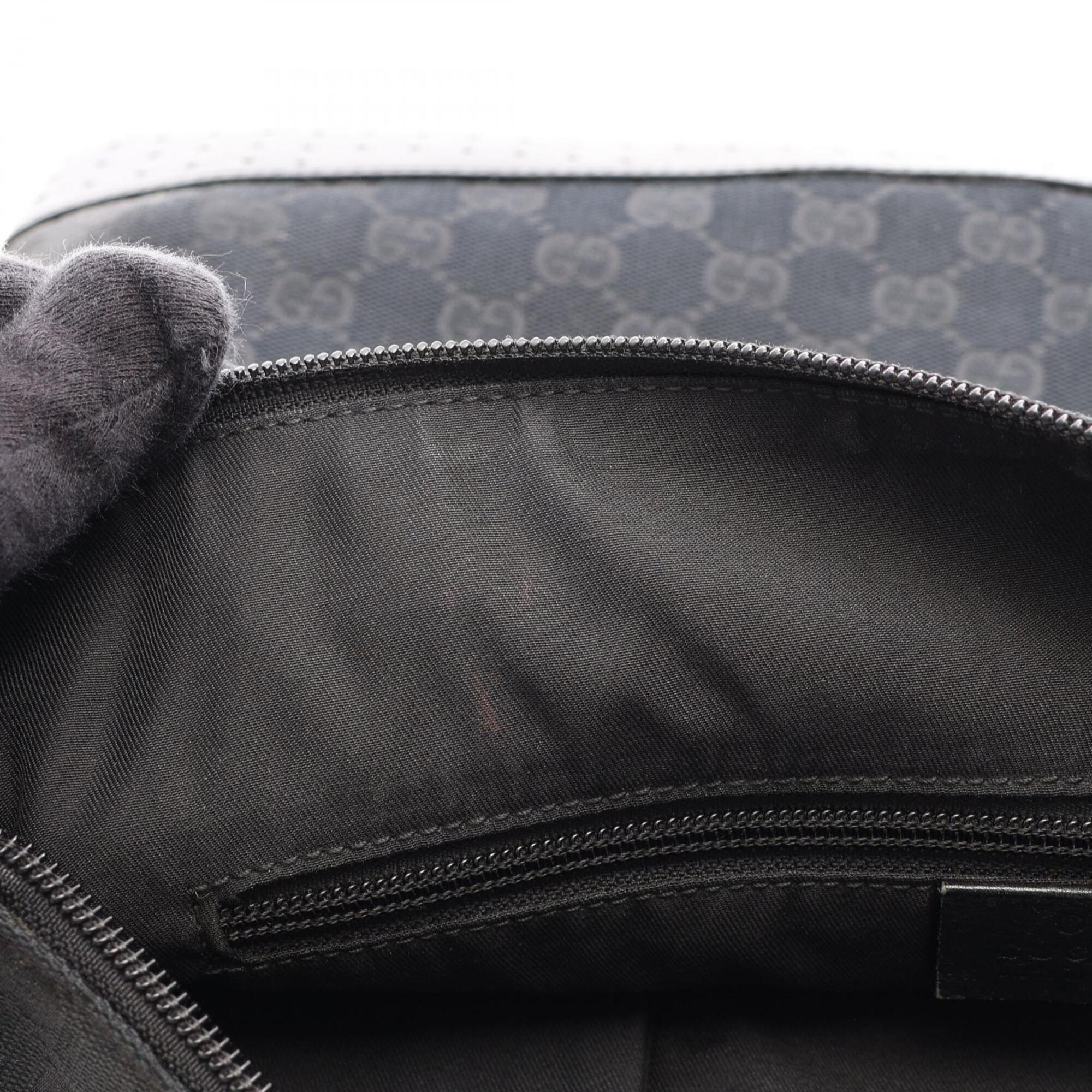 Gucci Black Canvas Leather Handbag Shoulder Bag (Pre-Owned)