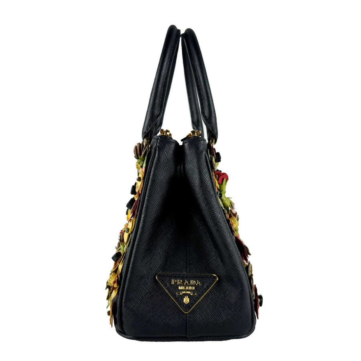Prada Black Multi-Color Patent Leather Leather Handbag Shoulder Bag (Pre-Owned)