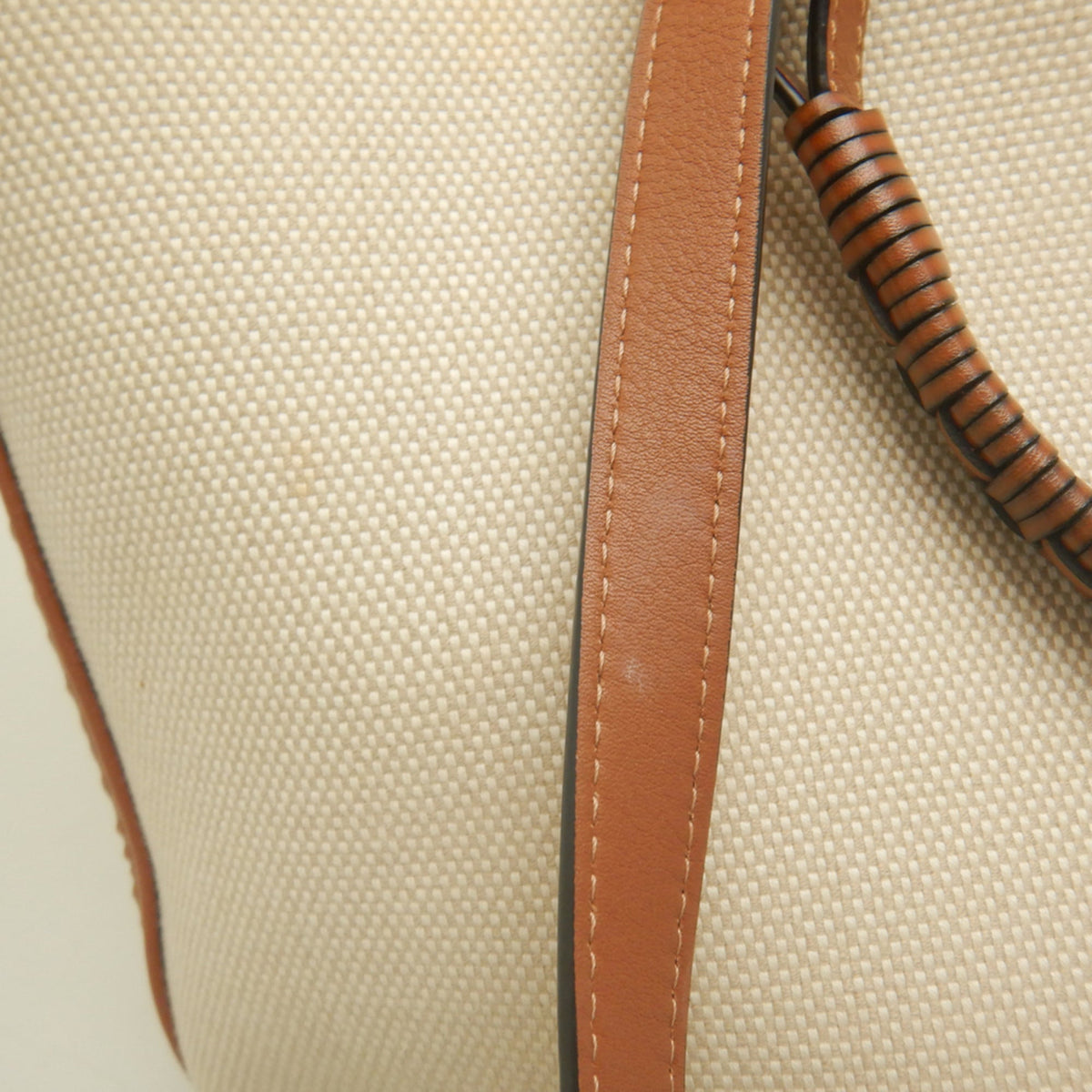 Loewe Beige Brown Canvas Leather Tote Bag (Pre-Owned)