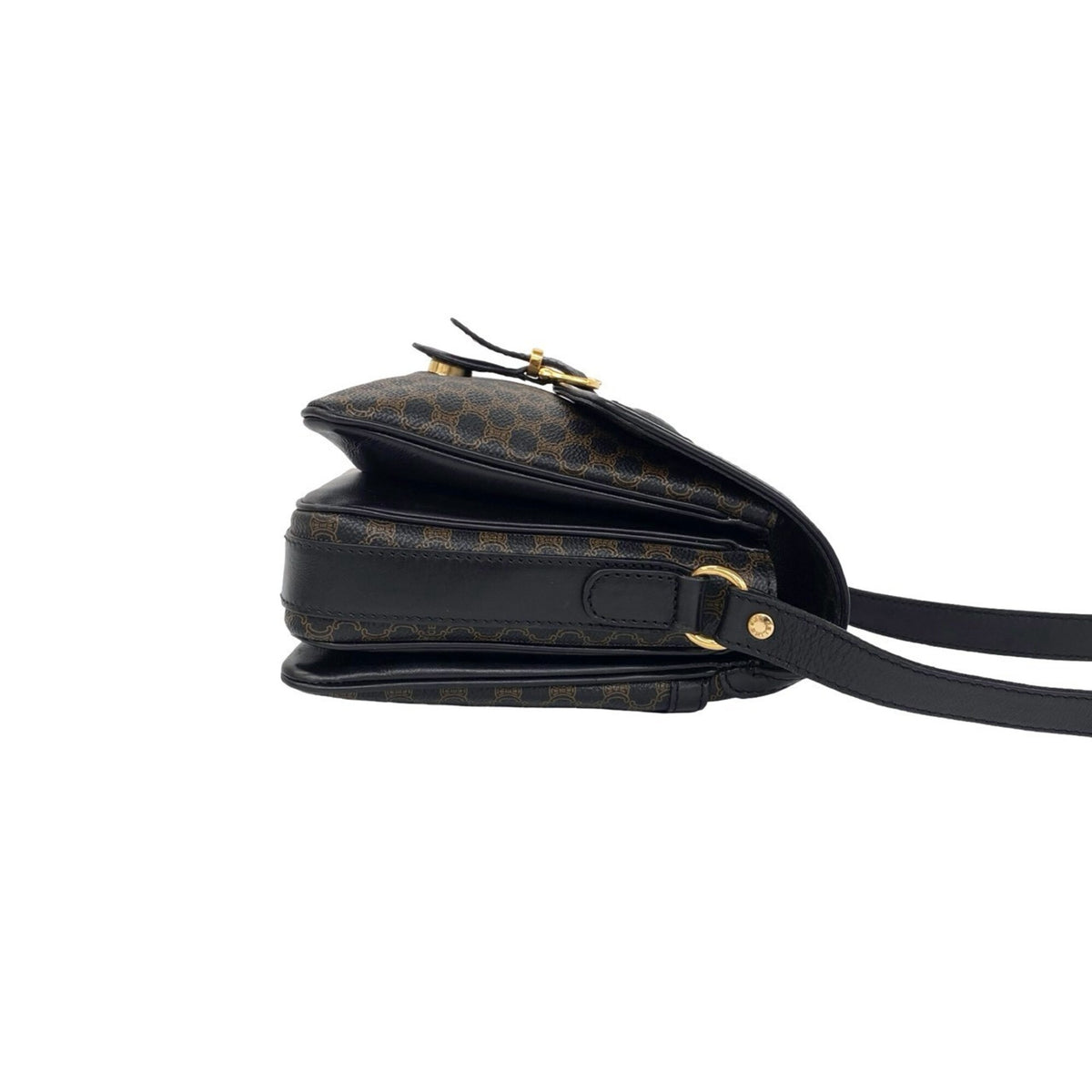 Celine Black Brown Leather Pvc Pochette Shoulder Bag (Pre-Owned)